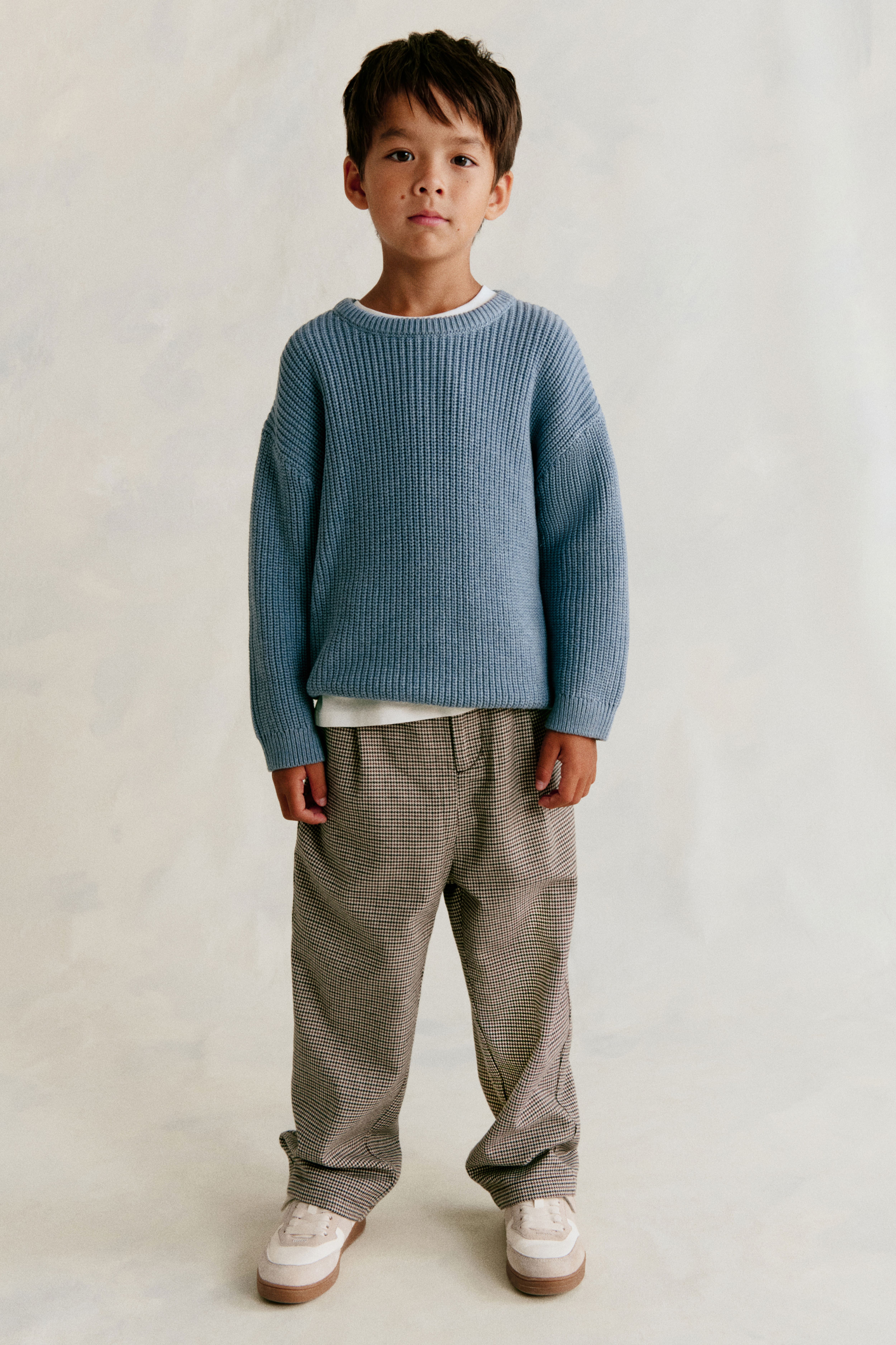 Patent-Knit Cotton Sweater