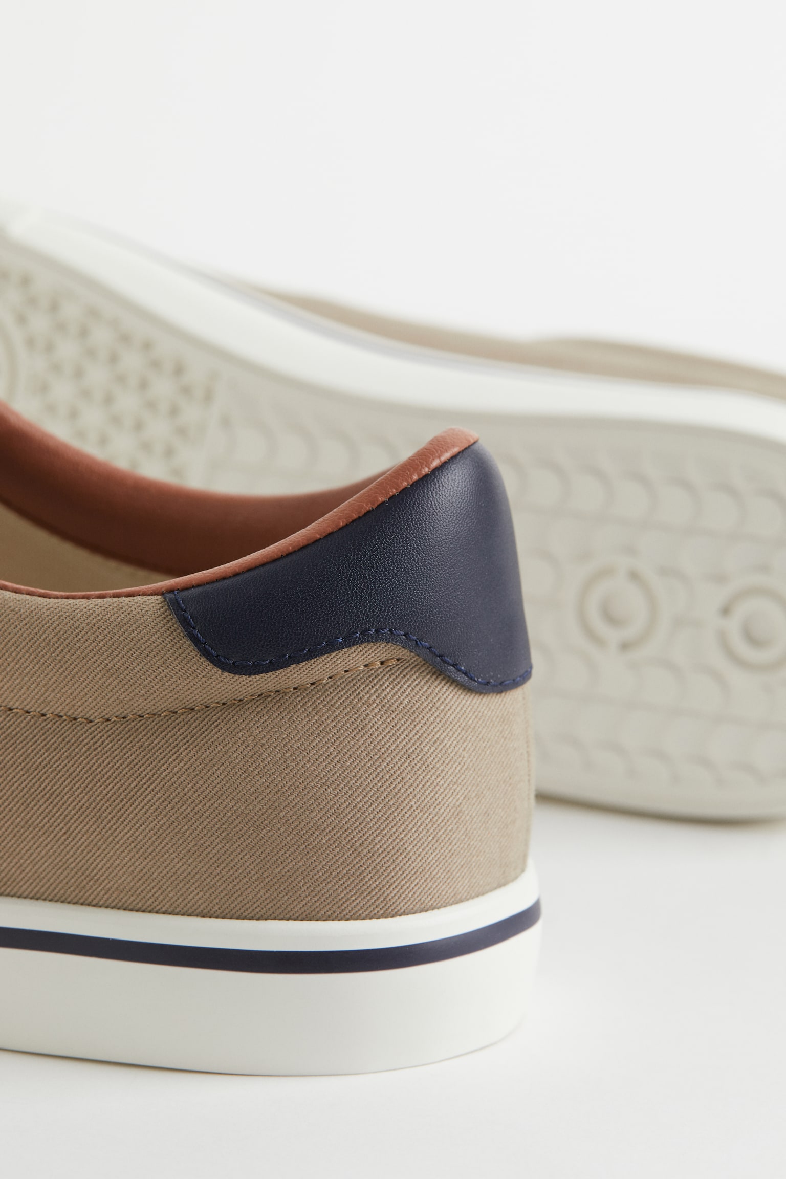 Cotton Canvas Sneakers - Beige/Dark blue - 2