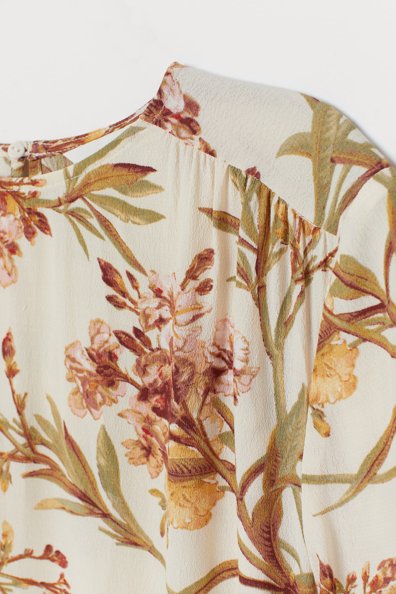 Krepová halenka - Světle béžová/květovaná - 2