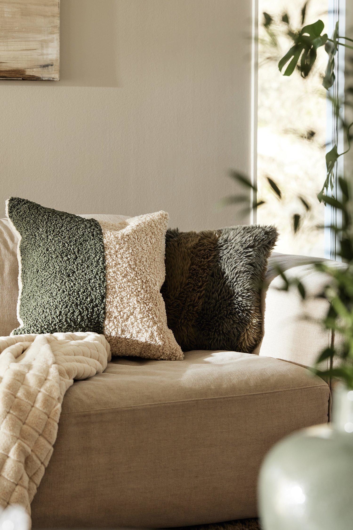 Coussin Teddy - Vert Mousse/Noir