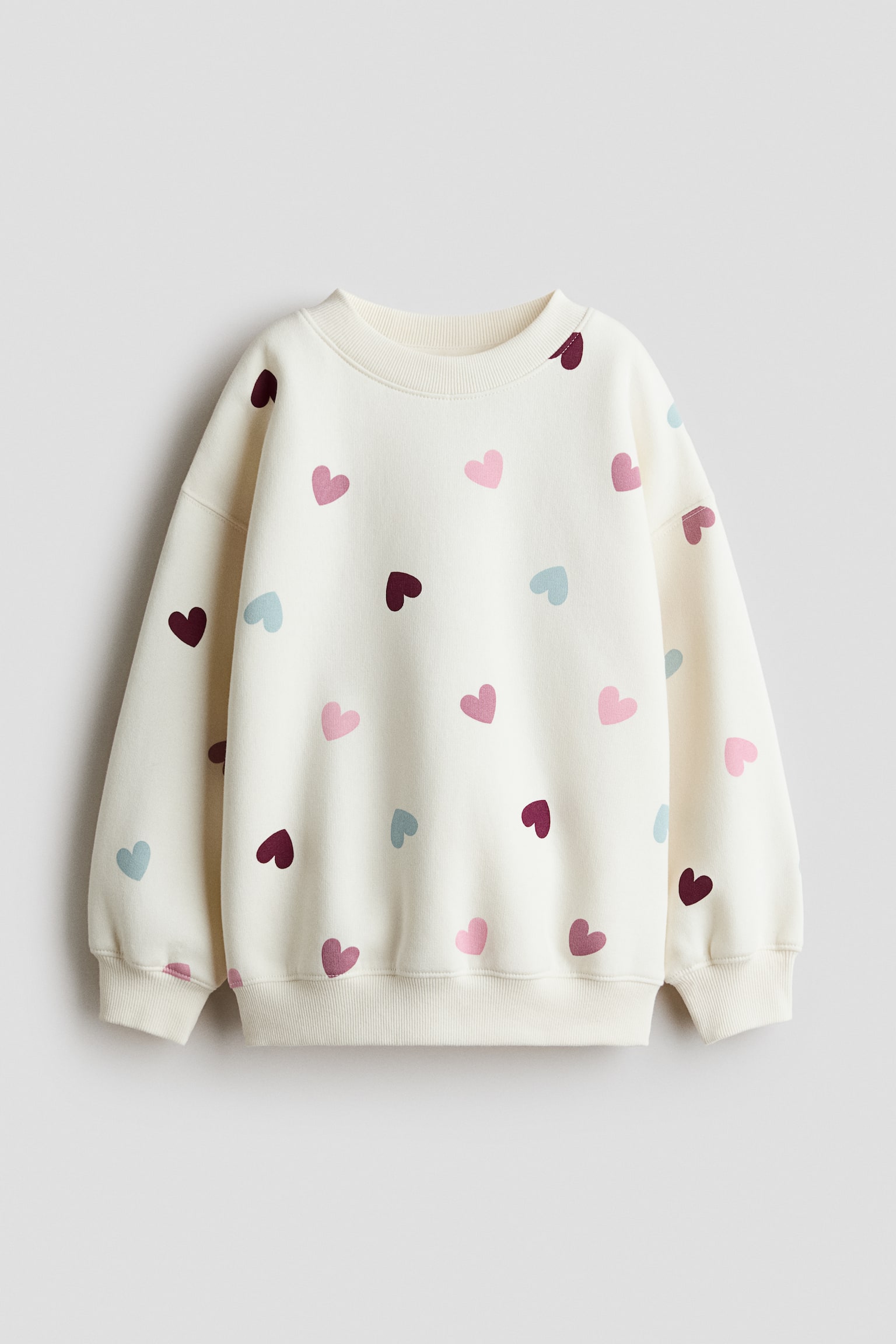Sweatshirt mit angerauter Innenseite - Elfenbein/Herzen/Rosa/Graubraun/Herzen/Mattlila/Herzen/Türkis/Herzen/Hellrosa/Herzen/Dunkelbraun/Polka Dots/Dunkelgrau/Herzen/Cremefarben/Herzen/Cremefarben/Herzen/Helllila/Hellbeige/Leopardenprint/Helles Mattrosa/Kirschen