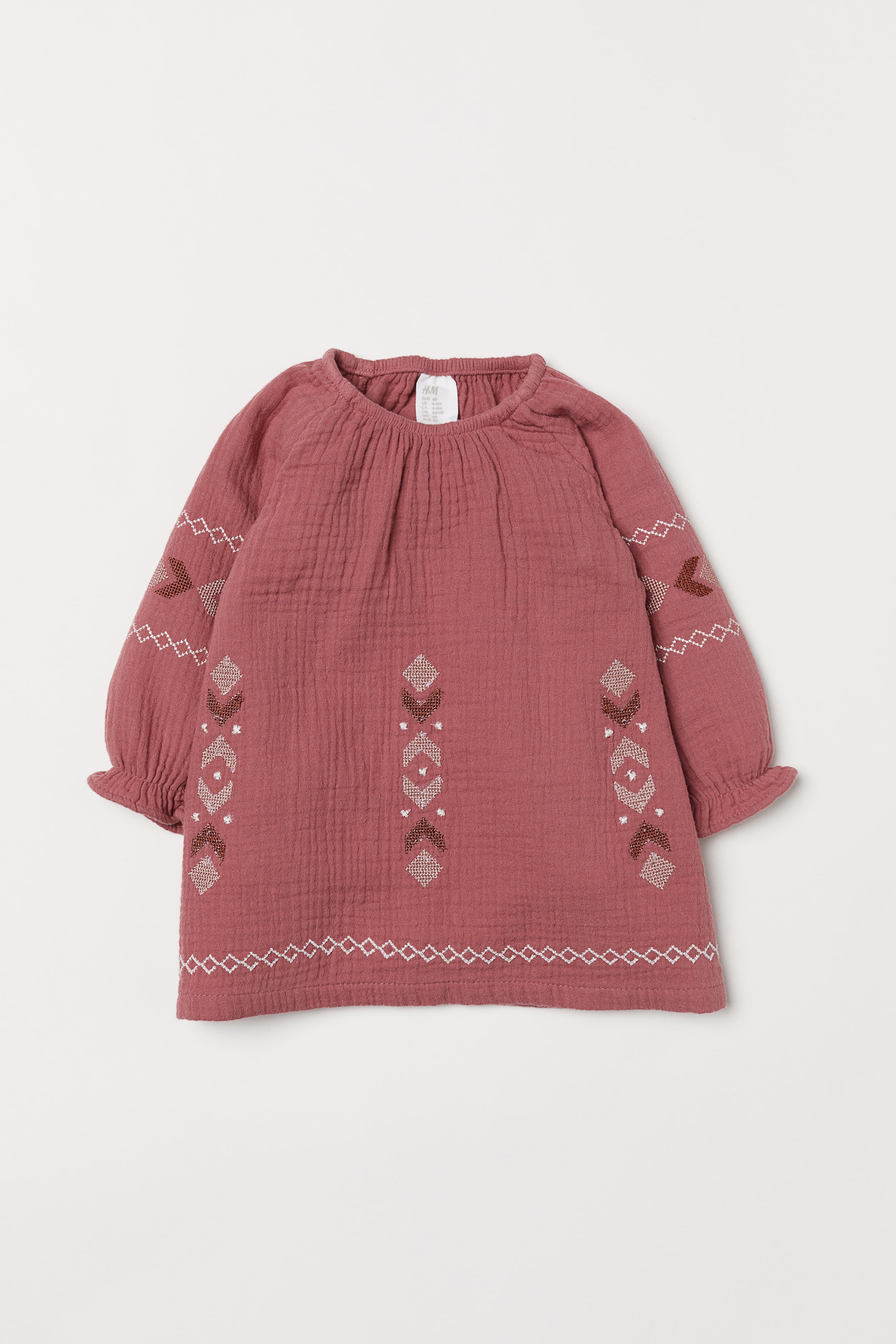 View larger image: Embroidered dress - Dark old rose - Kids | H&M IE 1