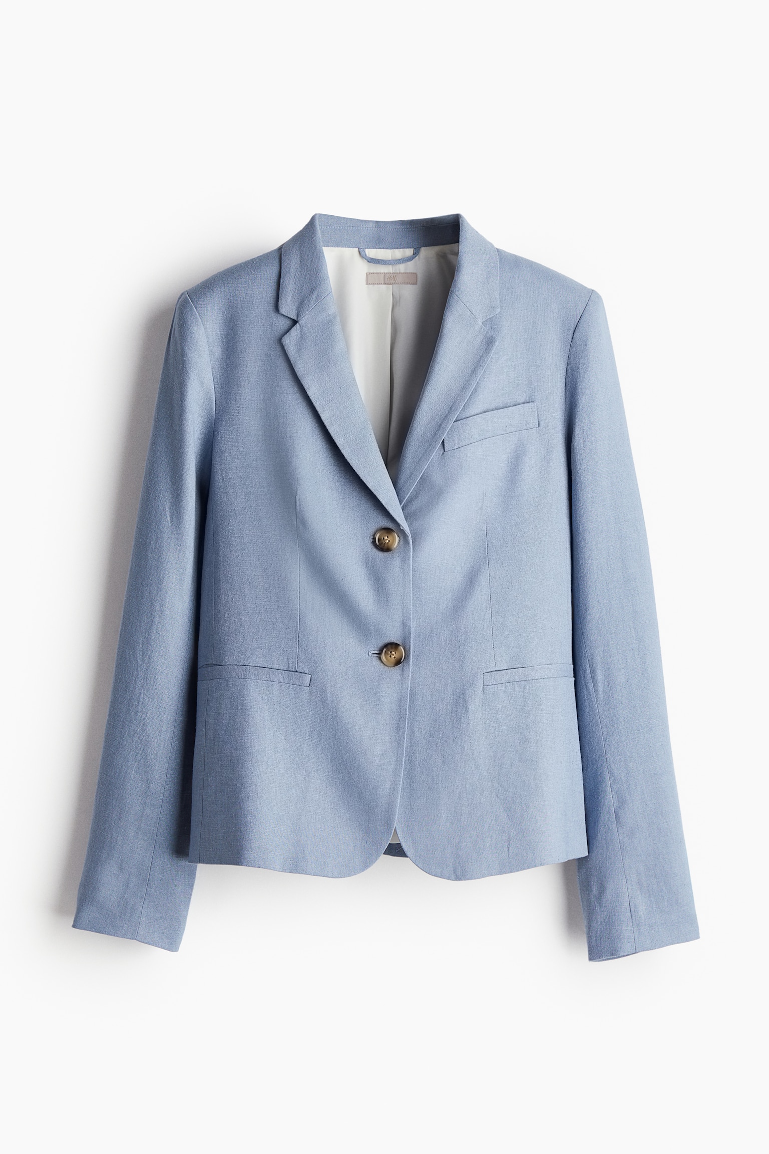 Linen-blend blazer - Dusty blue - 2