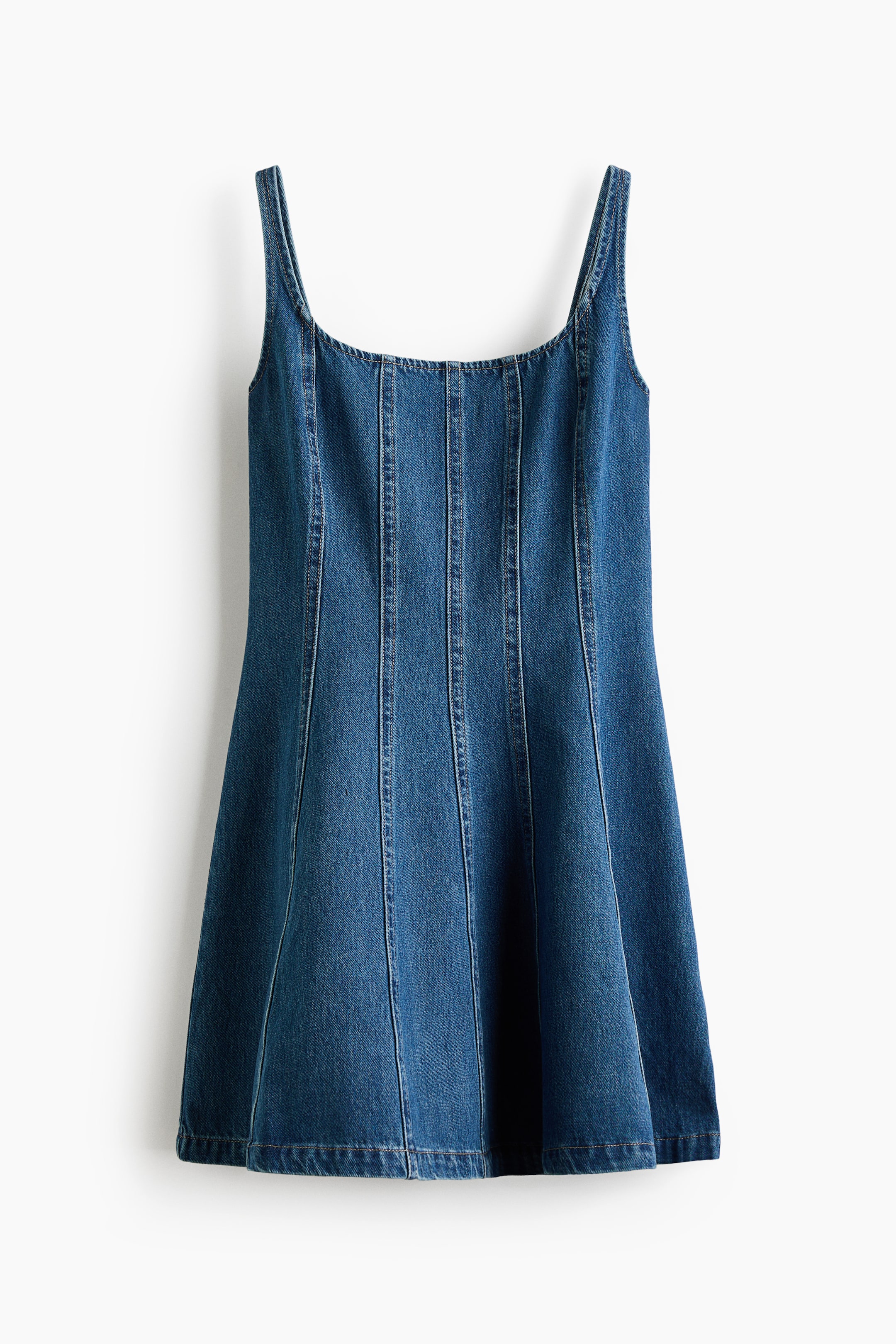 Flared-Skirt Denim Dress