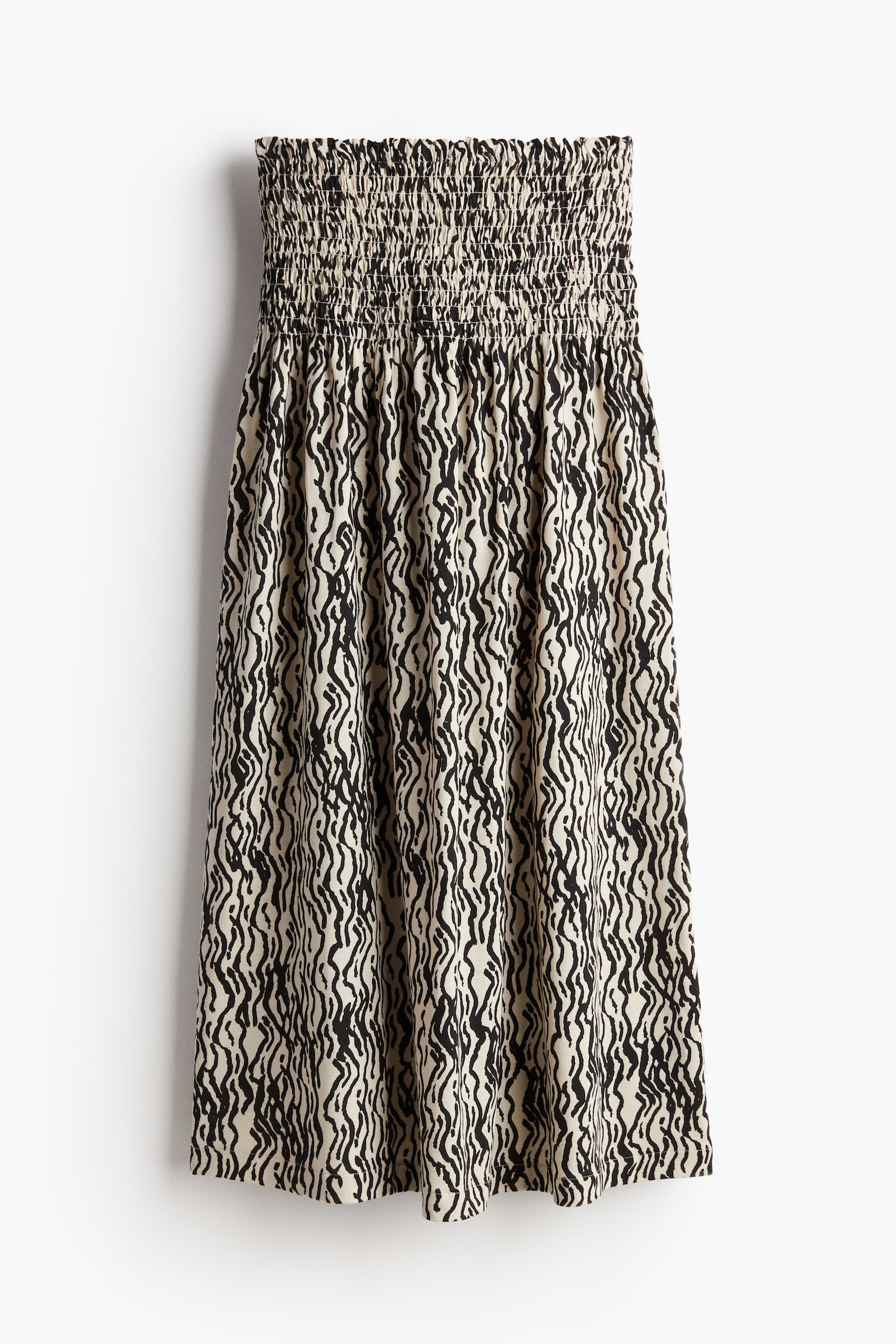 Smock-waisted maxi skirt - Light beige/Patterned - 2