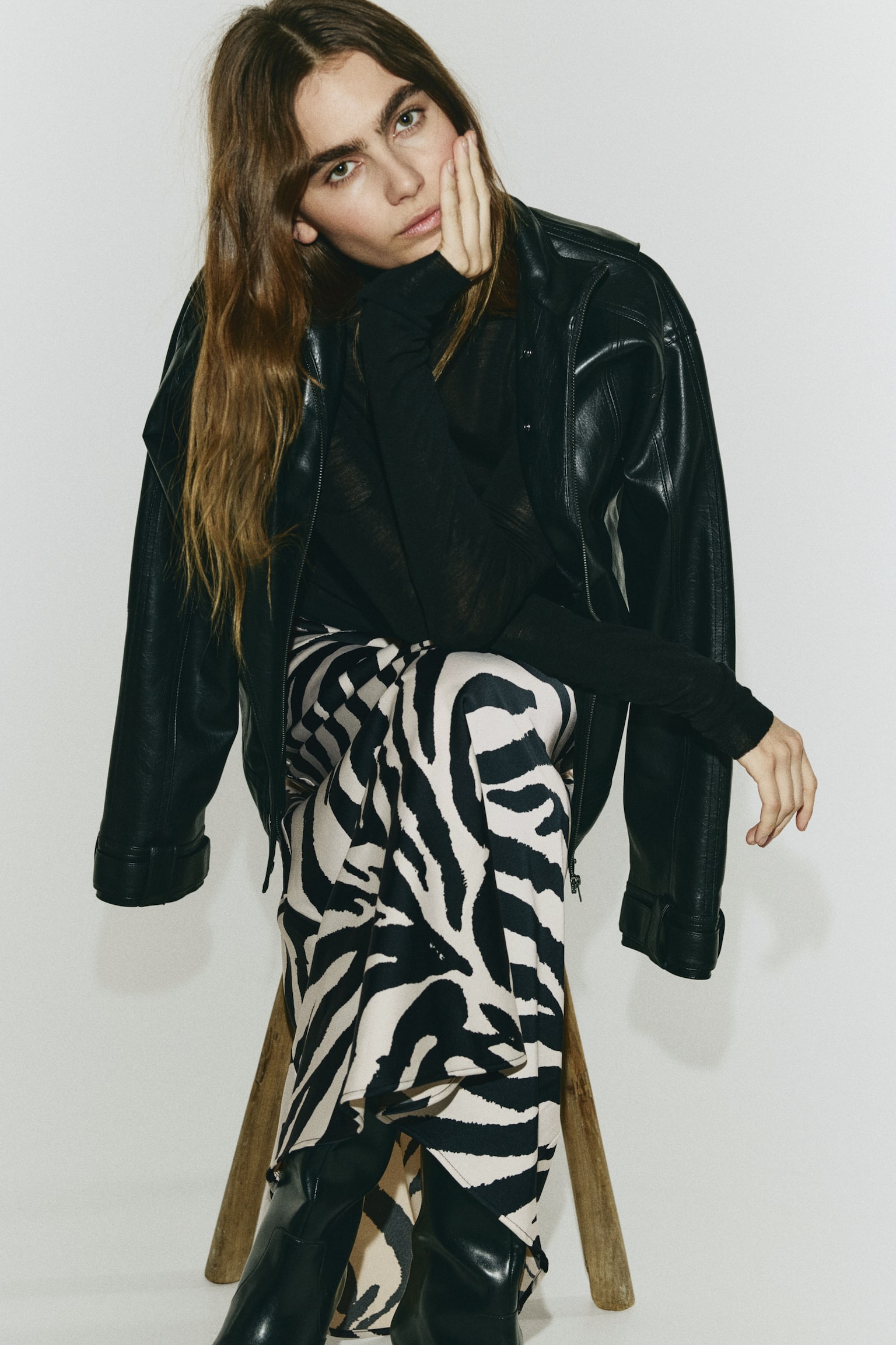 Midi Skirt - Black/zebra print/Gold-colored/Light beige/patterned/Black/dotted/Black/Light beige/White - 4