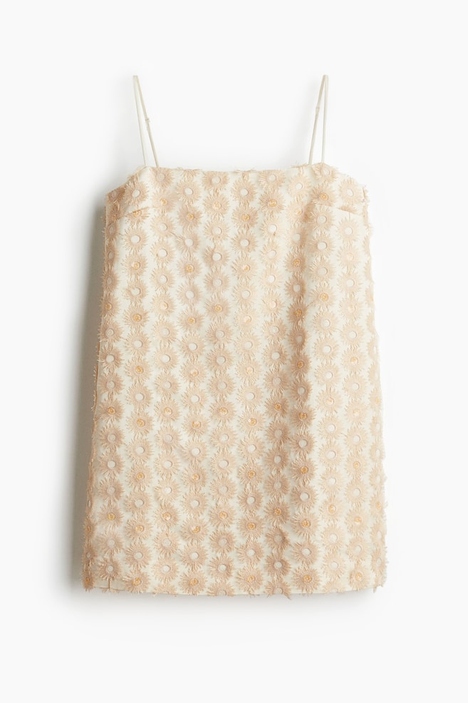 Trägerkleid mit Applikationen - Hellbeige - 1