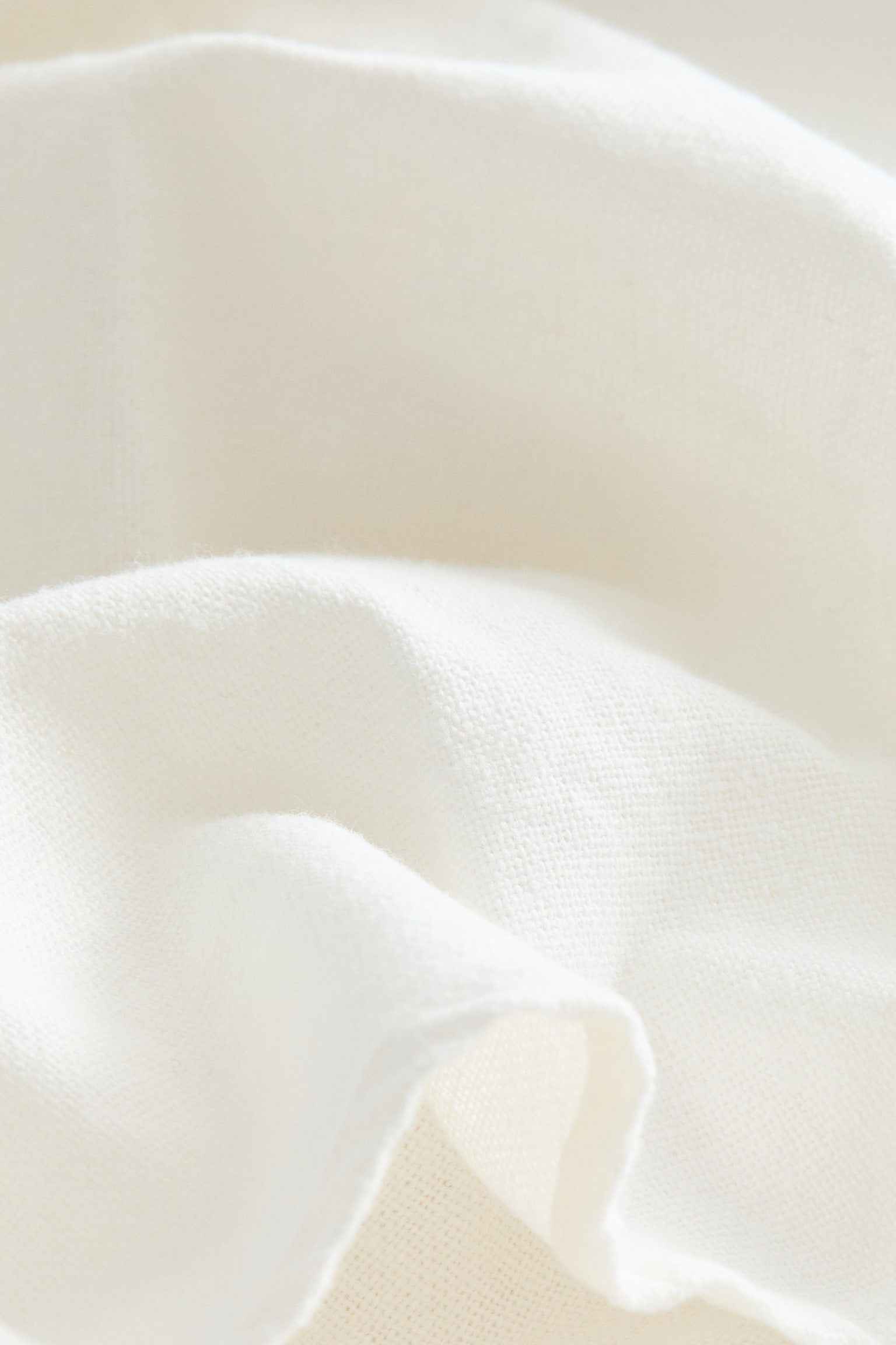 Round linen-blend tablecloth - White - 3