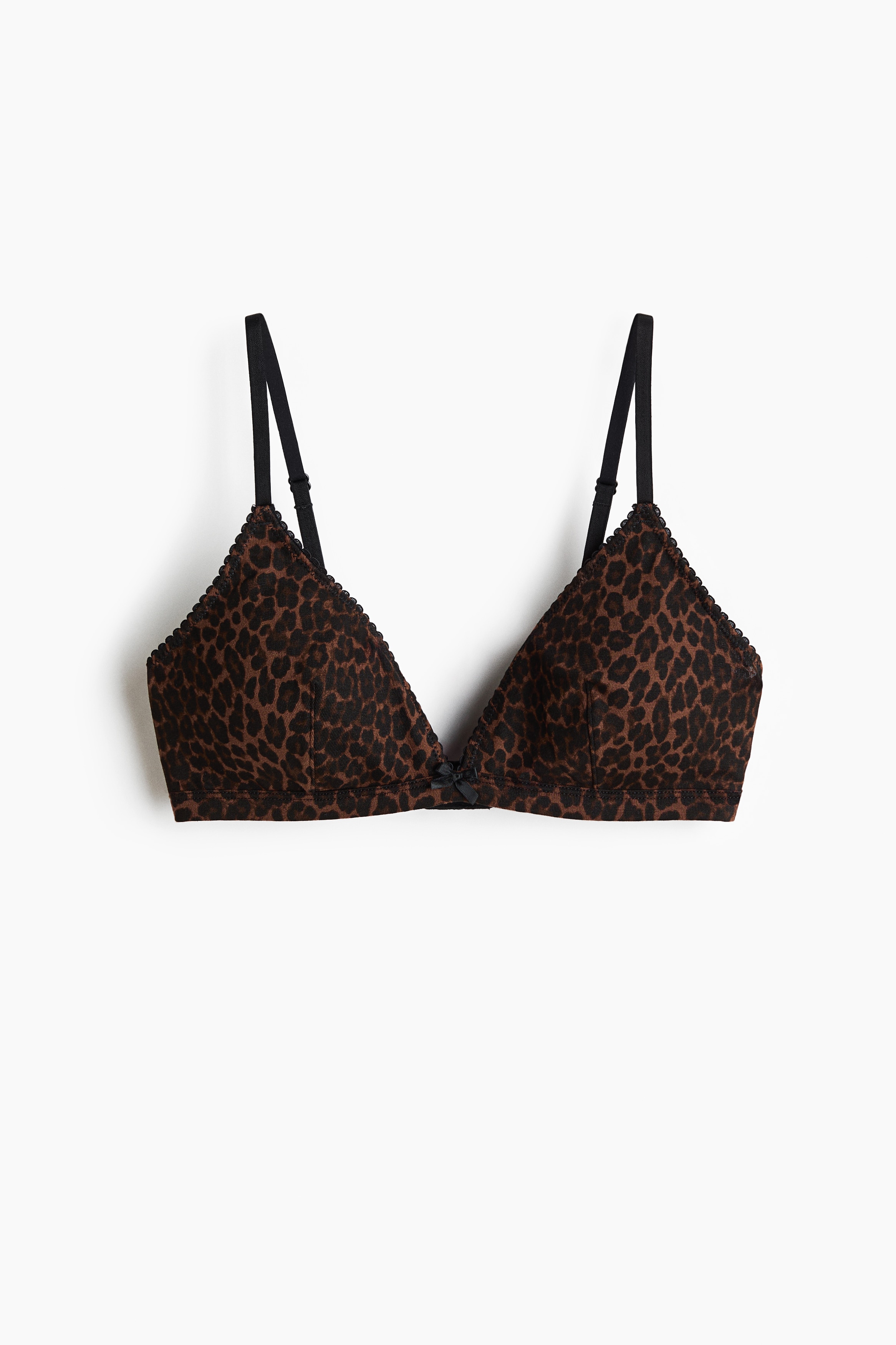 Wattierter Soft-BH aus Baumwolle - Dunkelbraun/Leopardenprint
