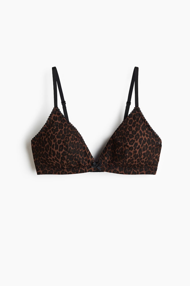 Padded soft cotton bra - Dark brown/Leopard print - 1