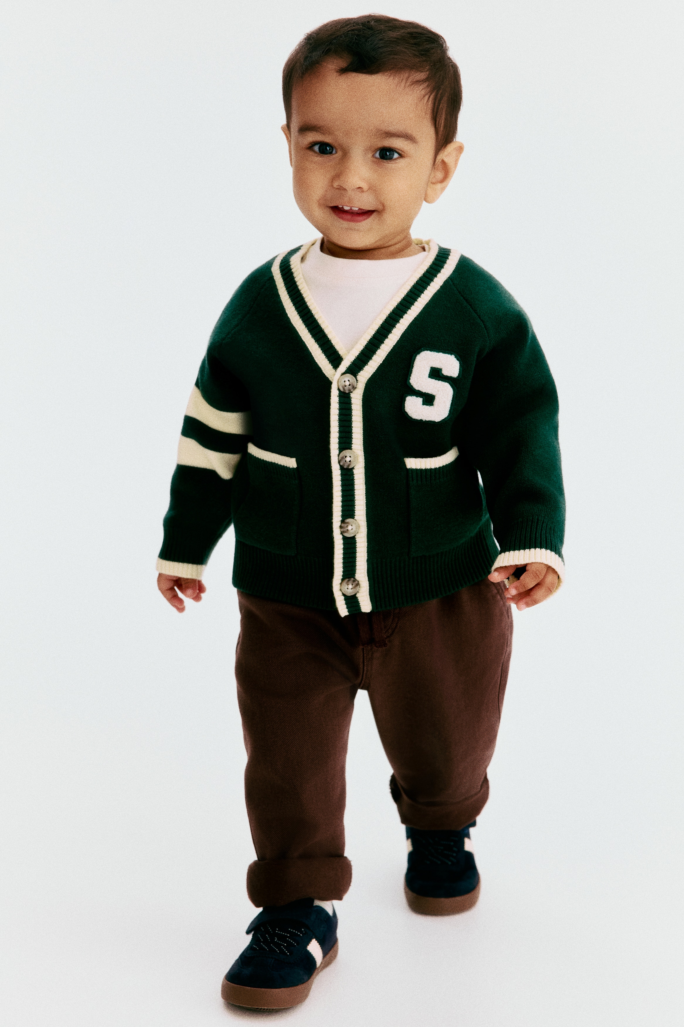 Fine-knit cardigan - Dark green