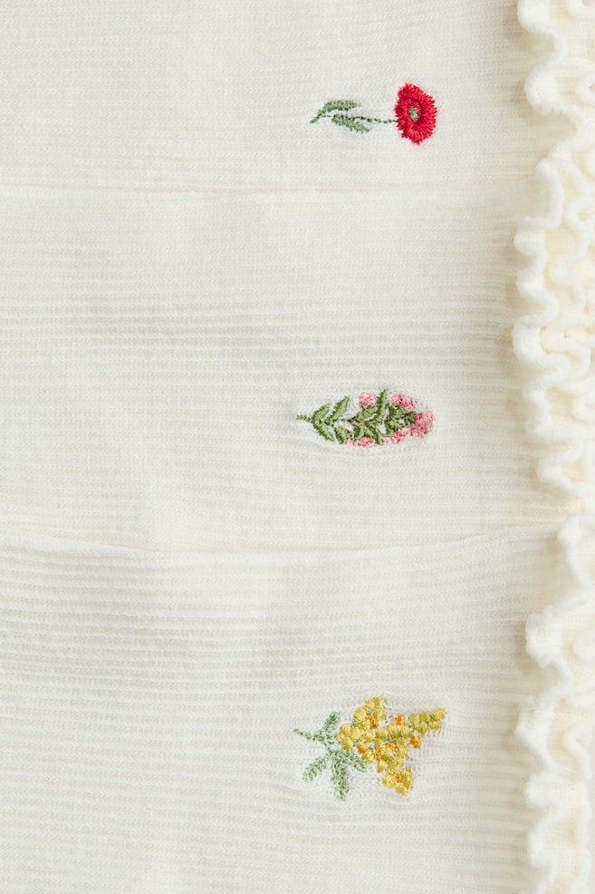 Calze con dettaglio a overlock 3 paia-Bianco/fiori - 2