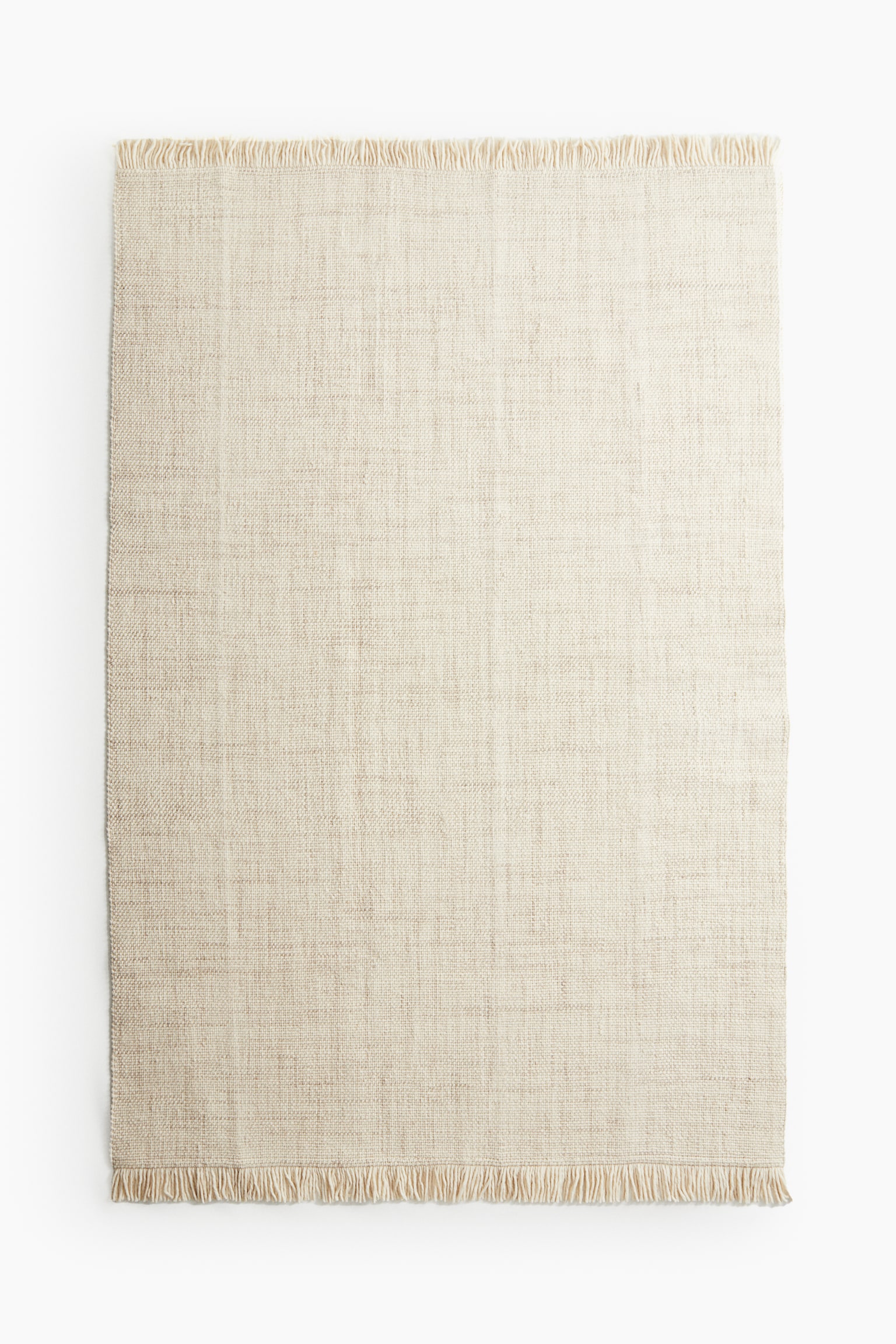 Fringed wool-blend rug - Light beige - 2