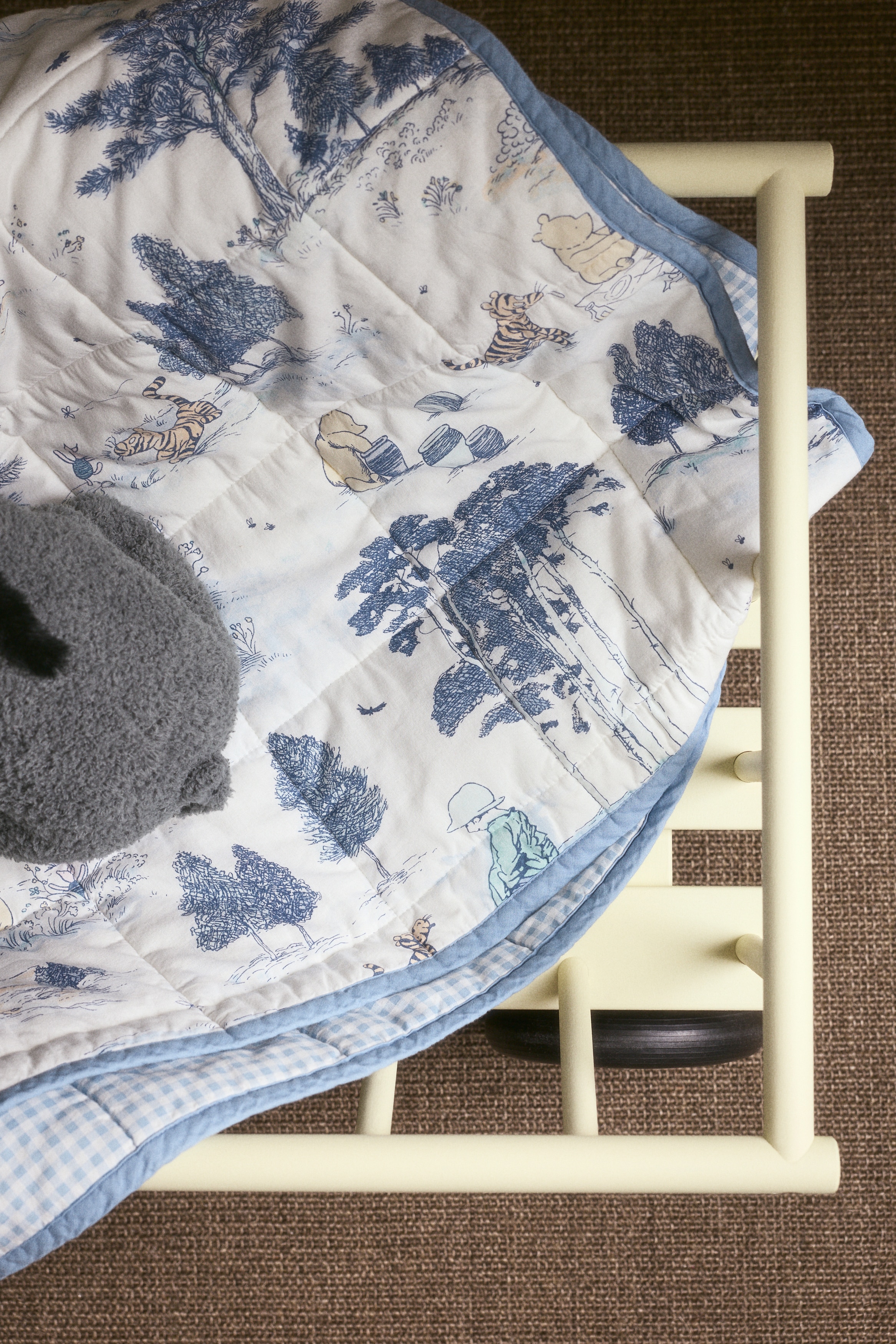 Kuviollinen puuvillainen päiväpeite - Vaaleansininen/Nalle Puh/Vaaleanvihreä/Nalle Puh