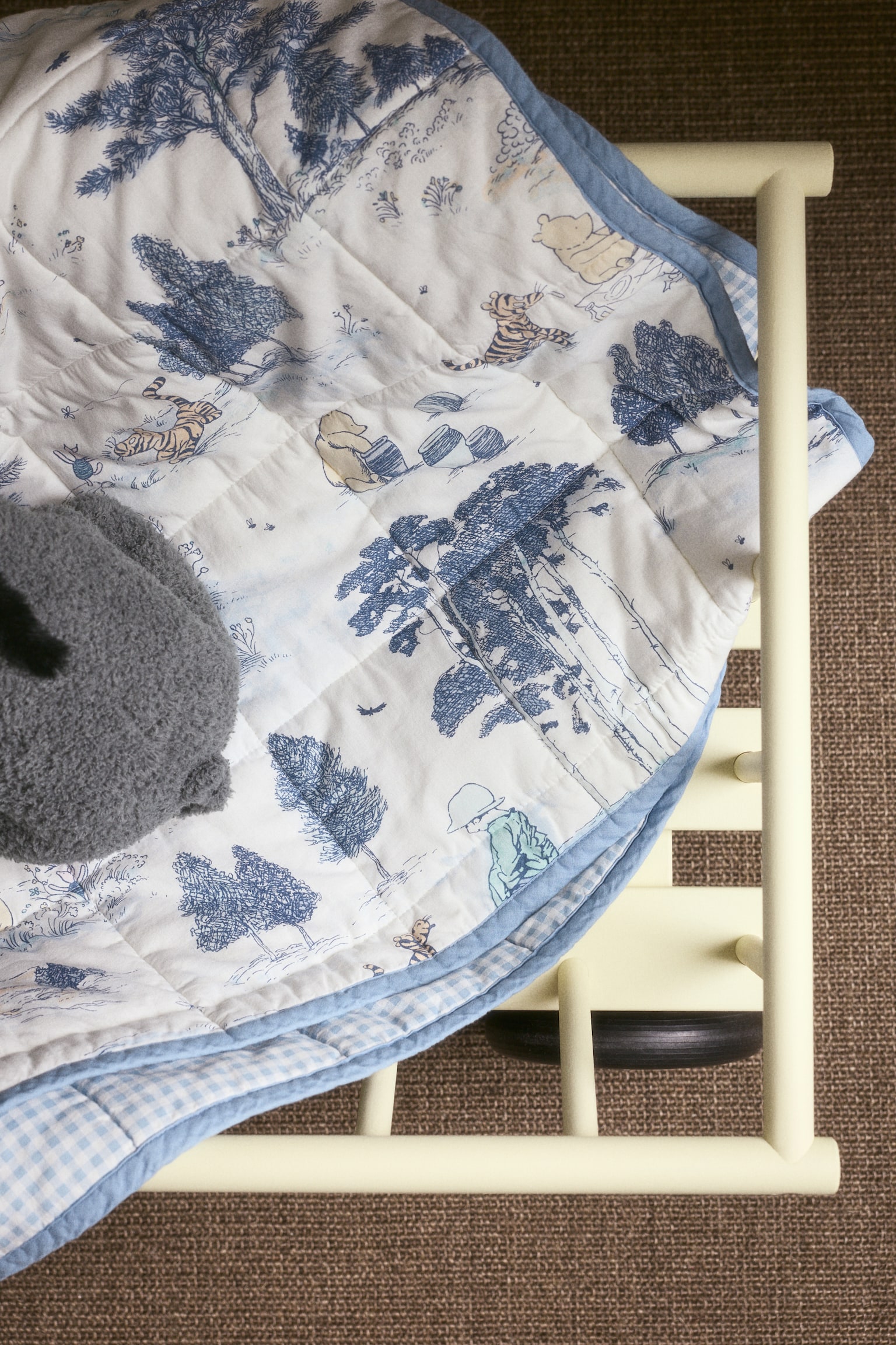 Patterned cotton bedspread - Light blue/Winnie the Pooh - 1