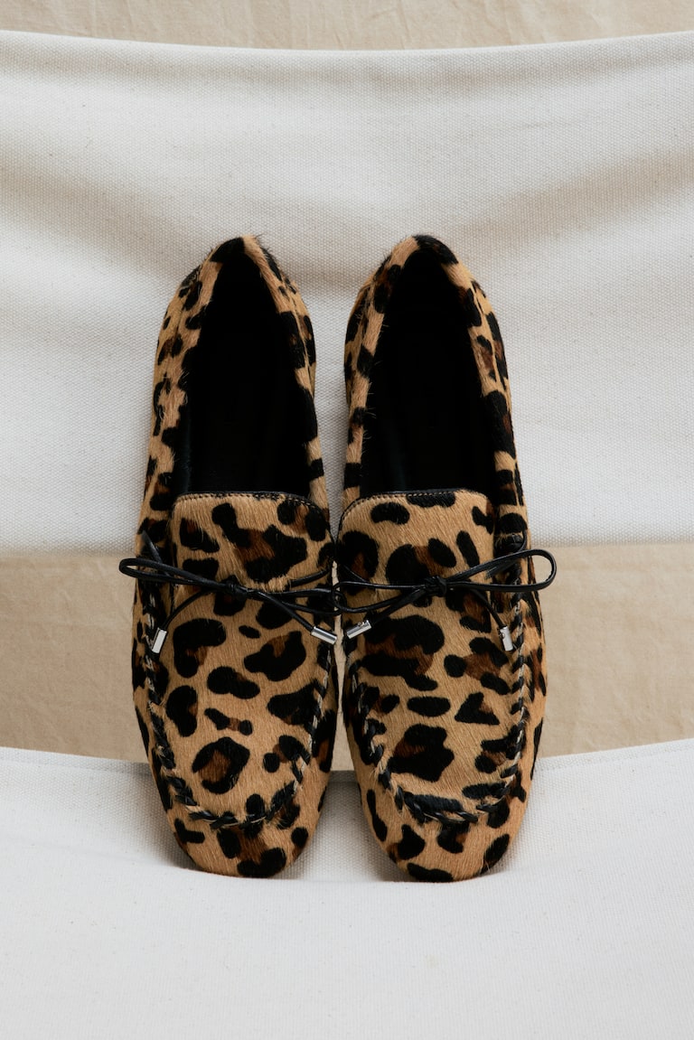 Print Loafers Leather Shoes Animal Print Womens Shoes Leather