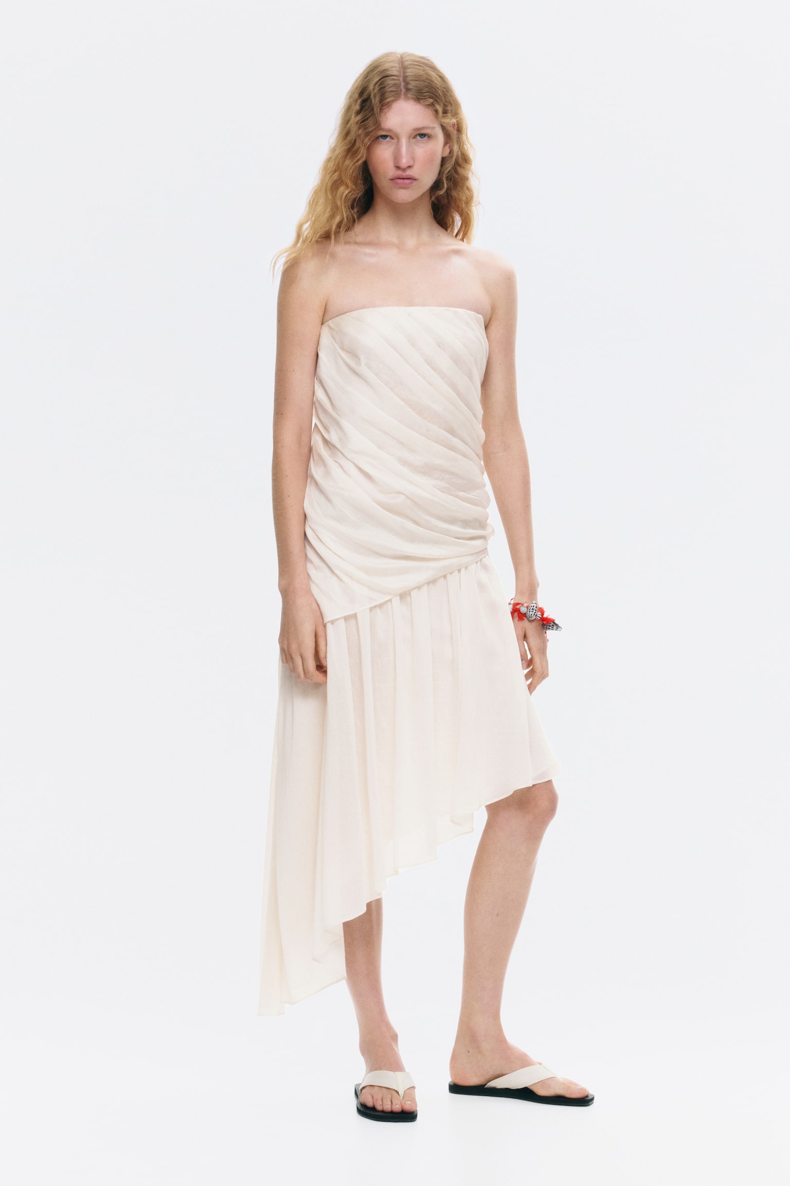 Draped bandeau dress - Cream - 1