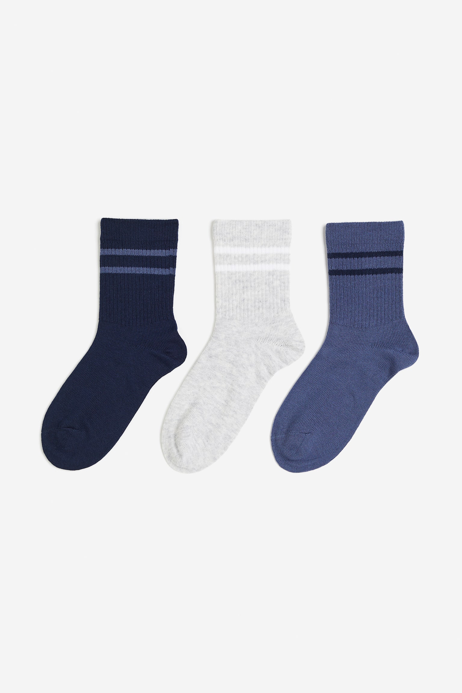 3-pack sports socks in DryMove™ - Navy blue/Blue/Light grey marl