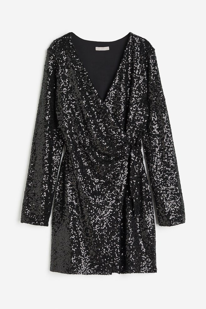Sequined wrap dress - Black/Silver-coloured - 2