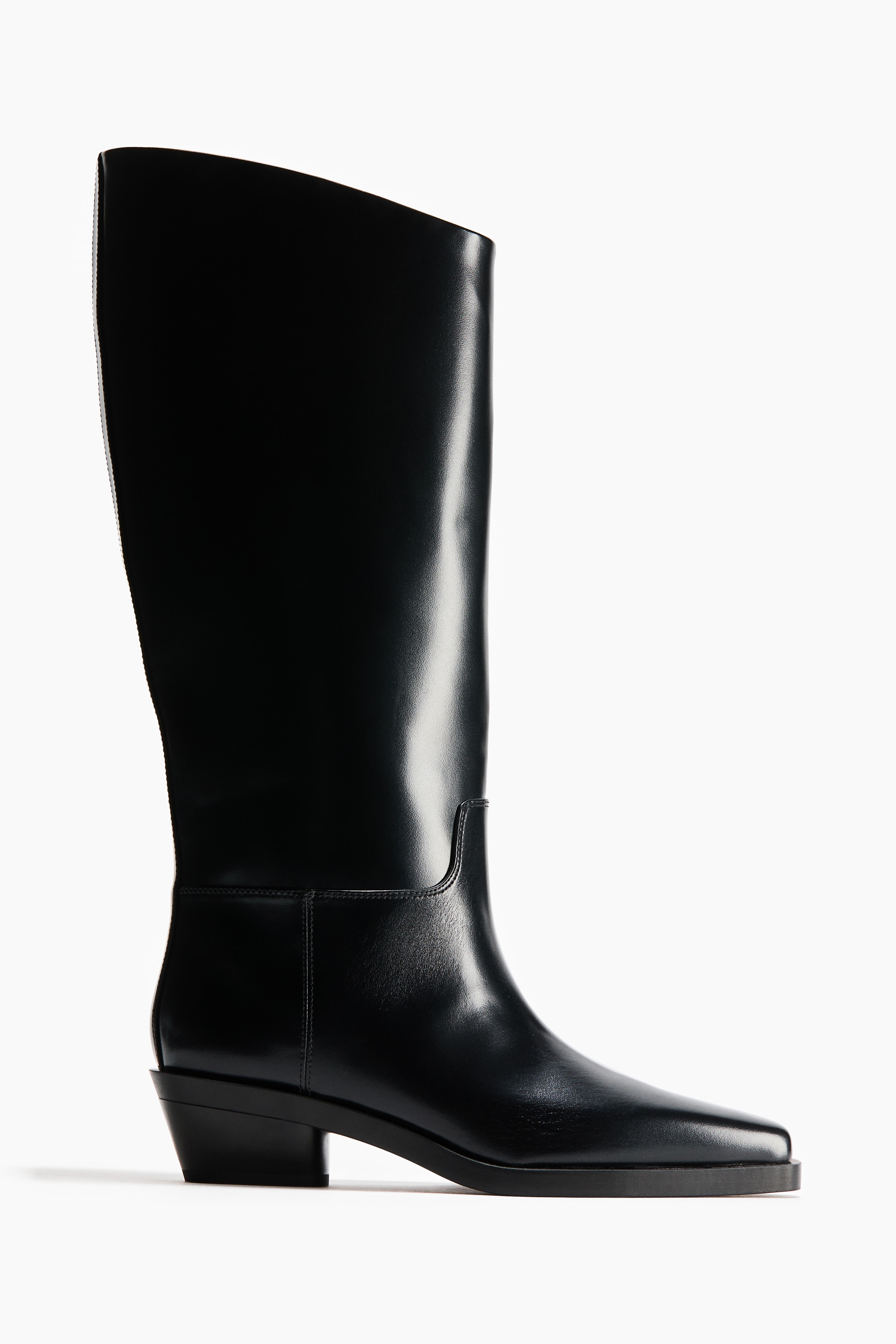Block-Heeled Boots - Black