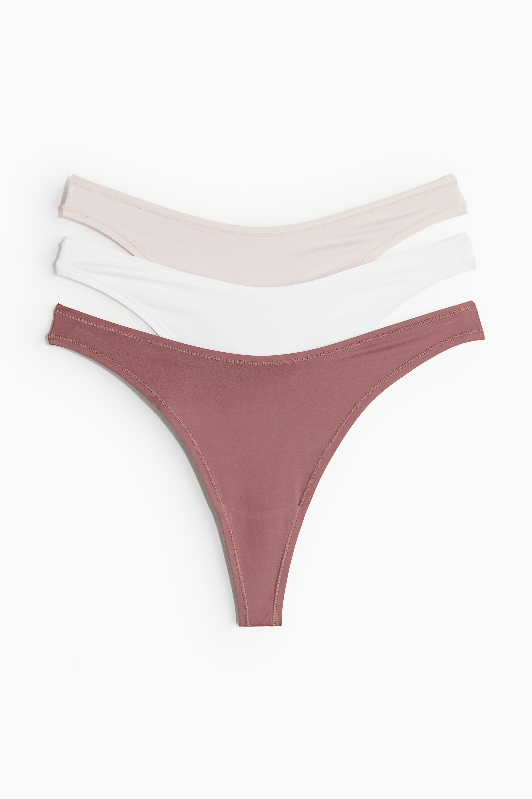 Ver imagen más grande: Pack de 3 bragas Thong de microfibra - Rosa de antaño/Blanco/Rosa - MUJER | H&M ES 1