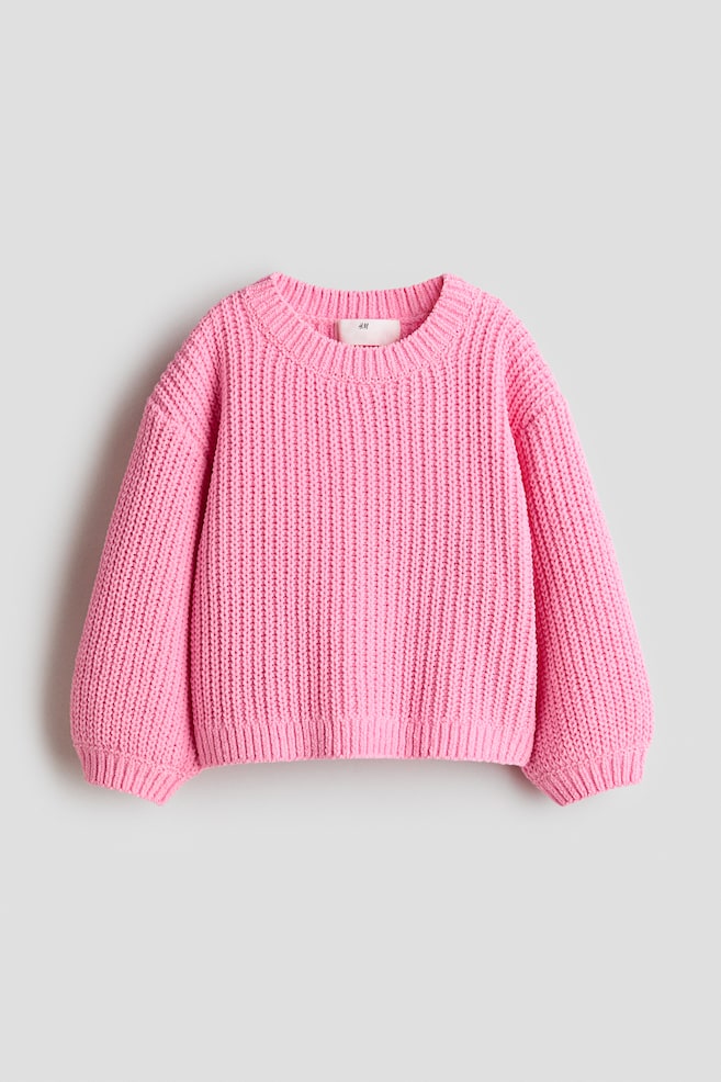 Stickad tröja i chenille - Rosa/Ljusblå/Ljus mintgrön - 1