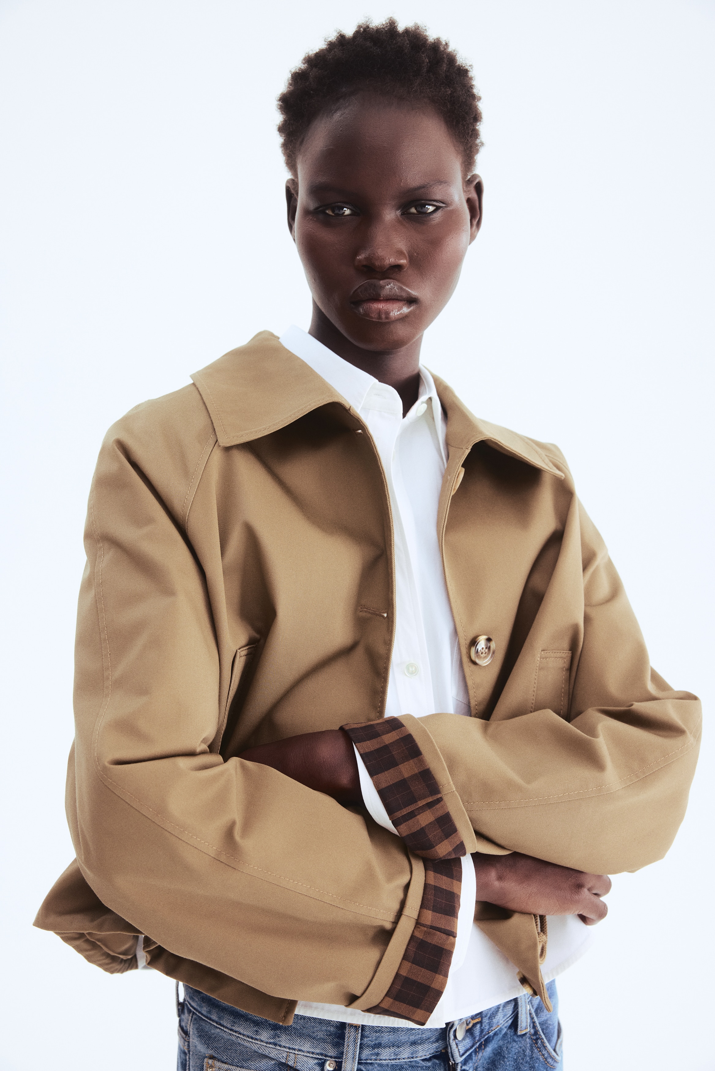 Veste en twill - Beige foncé/Rose ancien/Marron foncé