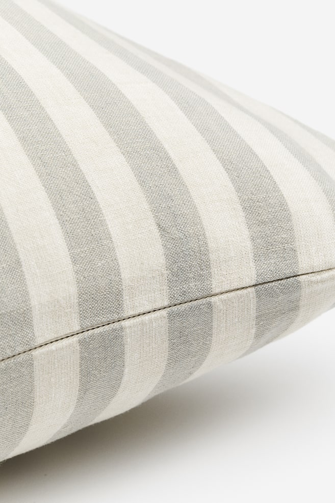 Linen-blend cushion cover - Light beige/Striped - 2