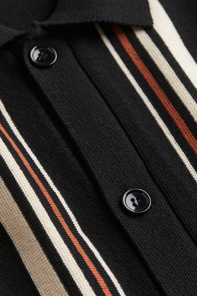Regular Fit cardigan med krage - Sort/Stripet - 5