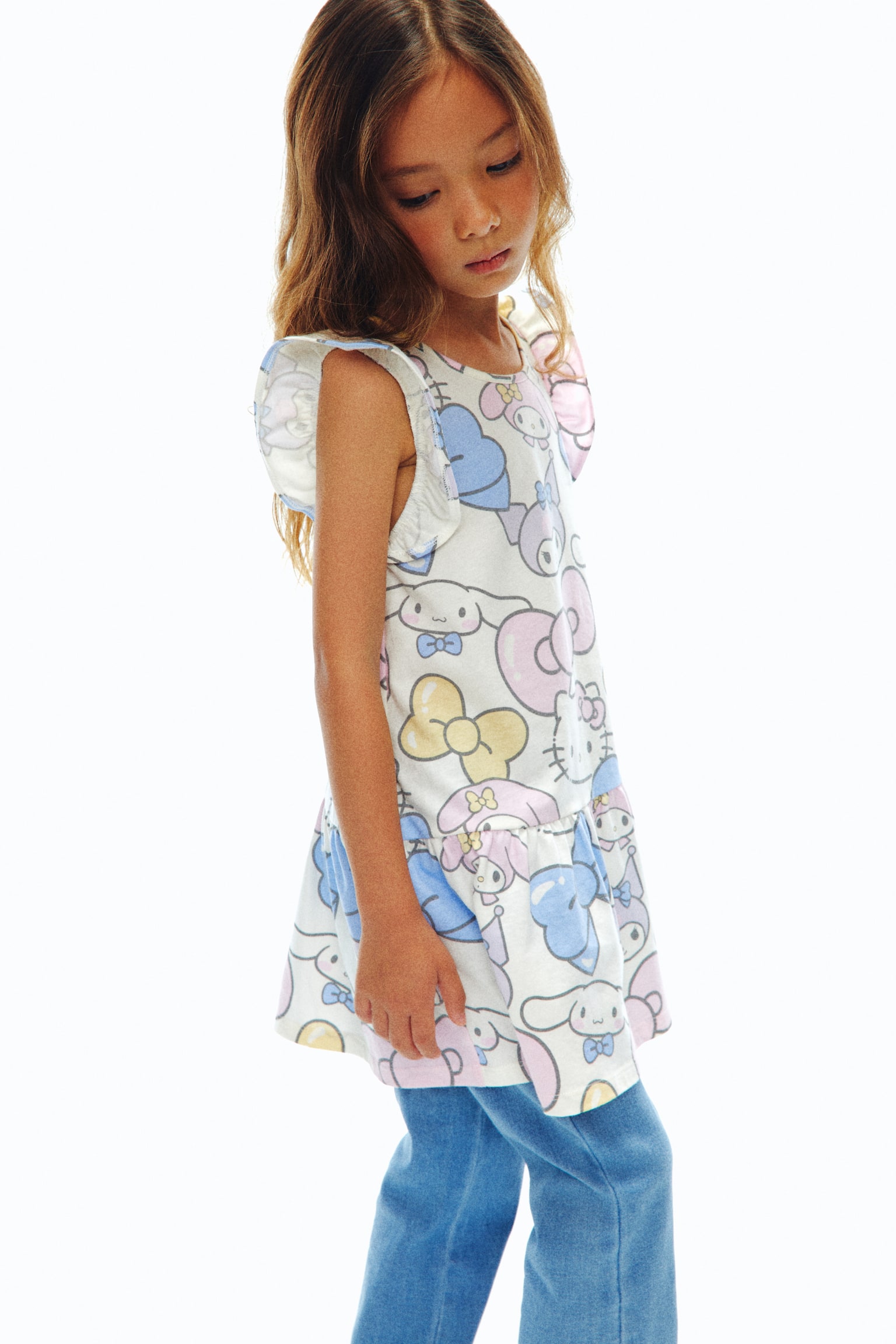 Váy cotton jersey in hình - White/Hello Kitty/Màu hồng nhạt/My Melody/Màu tím nhạt/Kuromi - 4