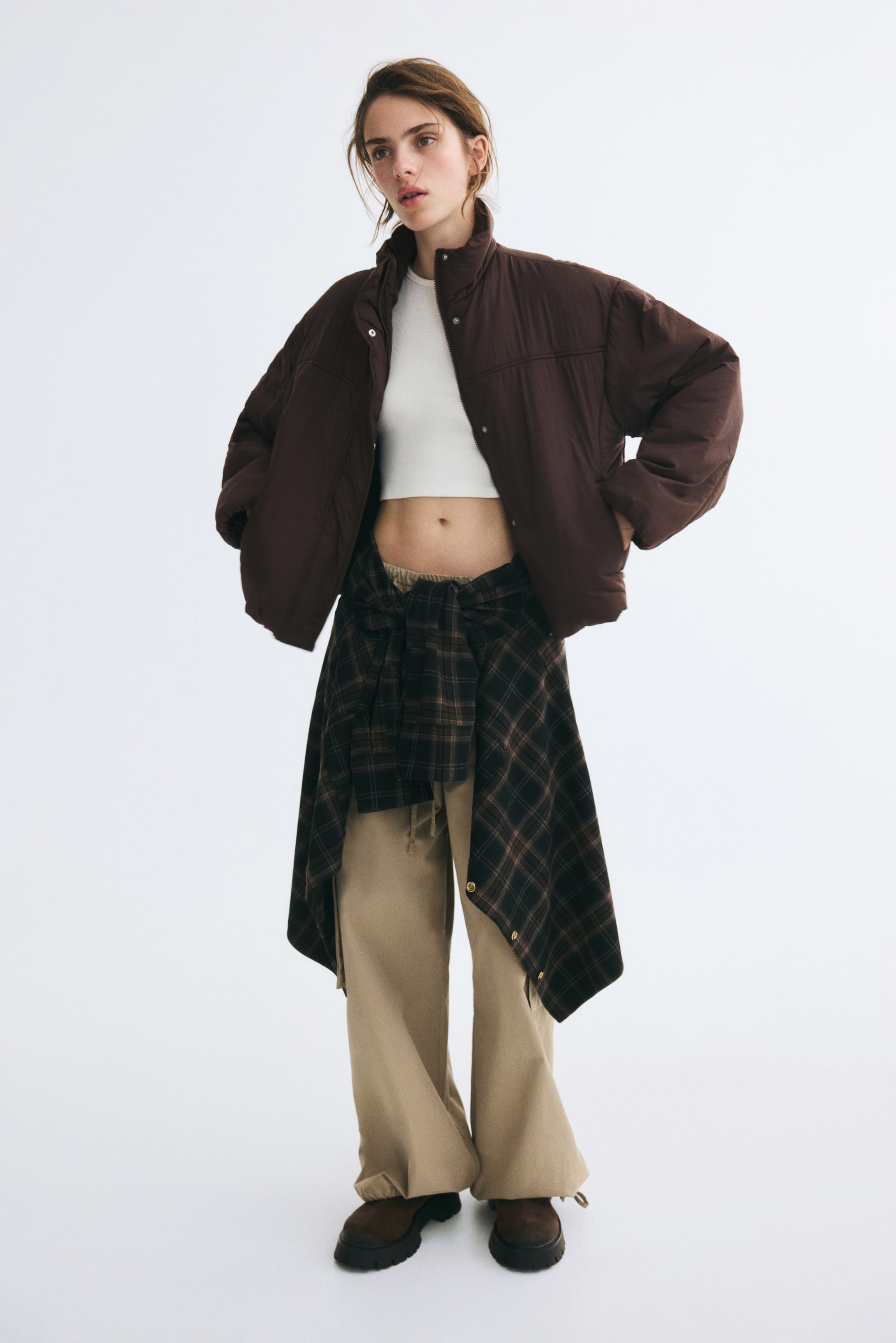 查看大圖: 鋪棉尼龍外套 - 深咖啡色 - Ladies | H&M 1