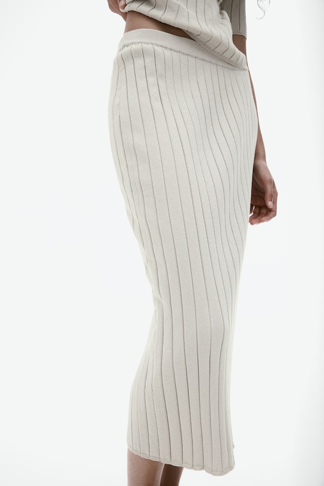Rib-knit skirt - Light beige - 5