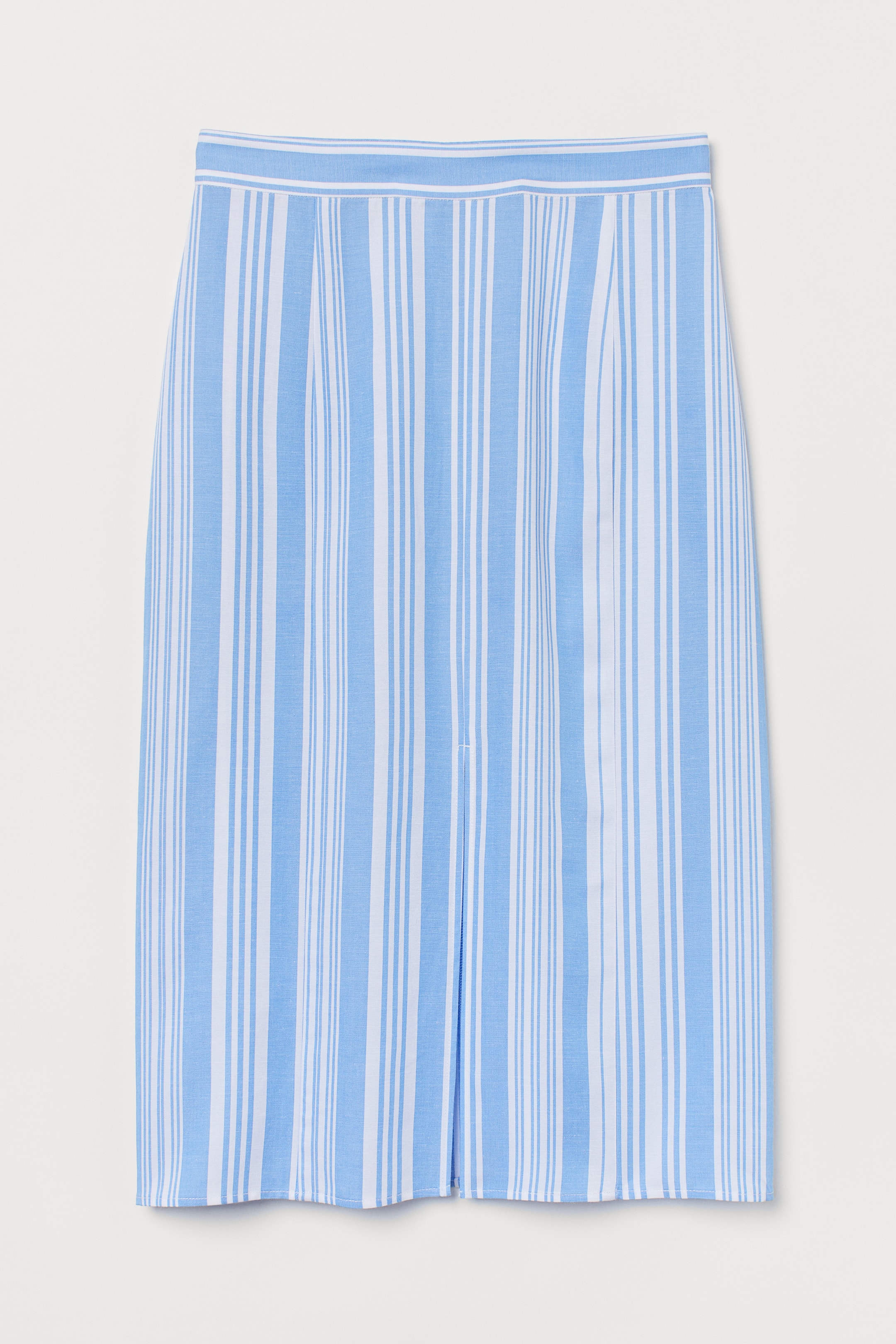 Vezi imaginea mai mare: Fustă din amestec de lyocell - Albastru-deschis/dungi albe - FEMEI | H&M RO 1