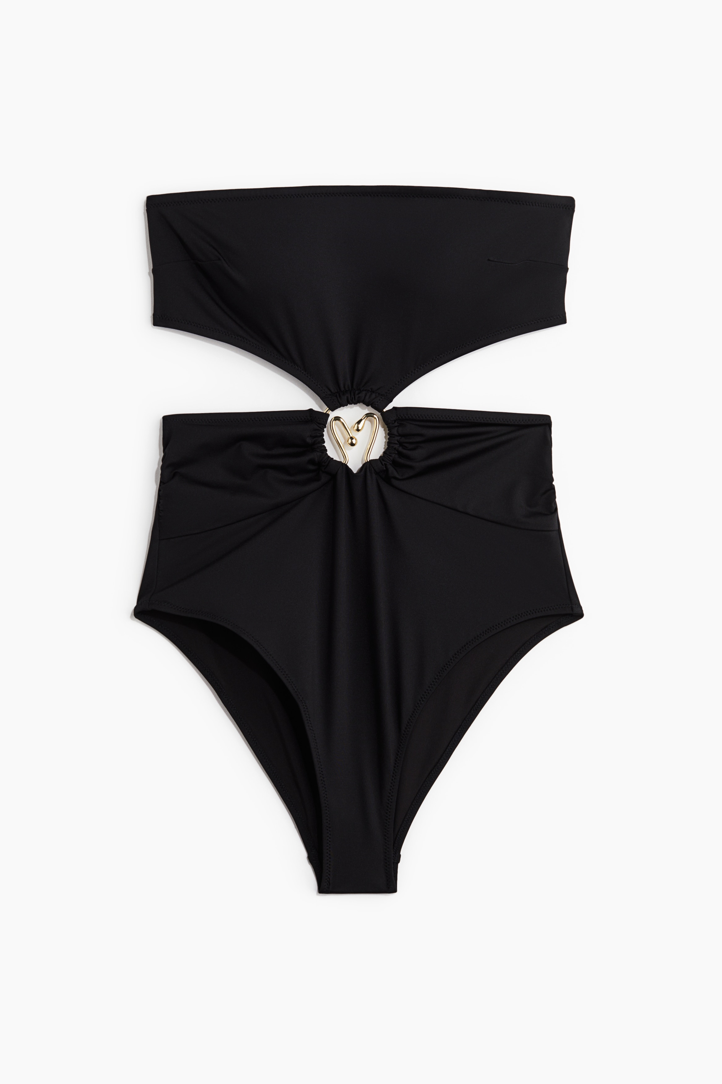 Padded-Cup Bandeau Swimsuit - Black