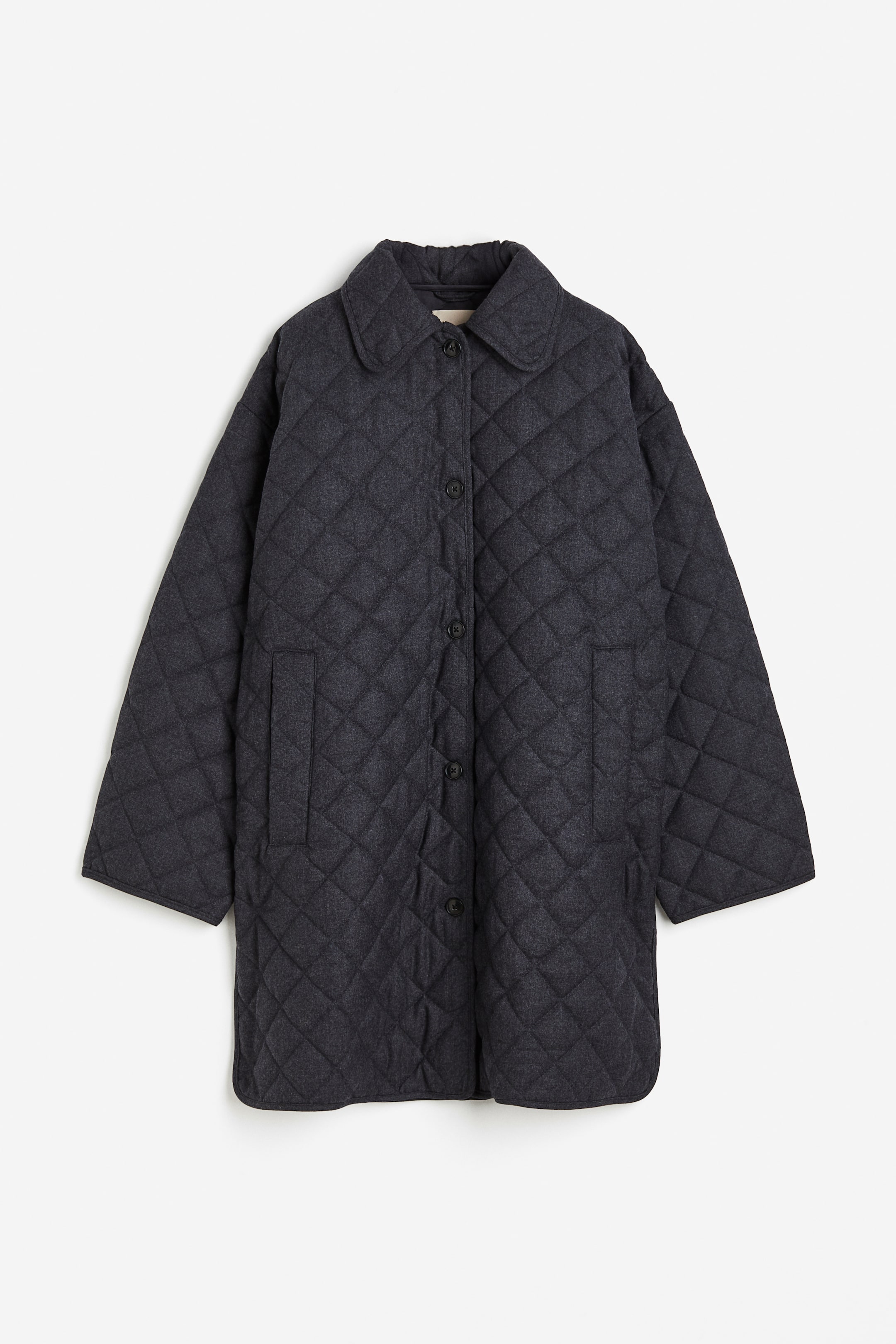 Oversized quilted coat - Dark grey - Ladies | H&M GB