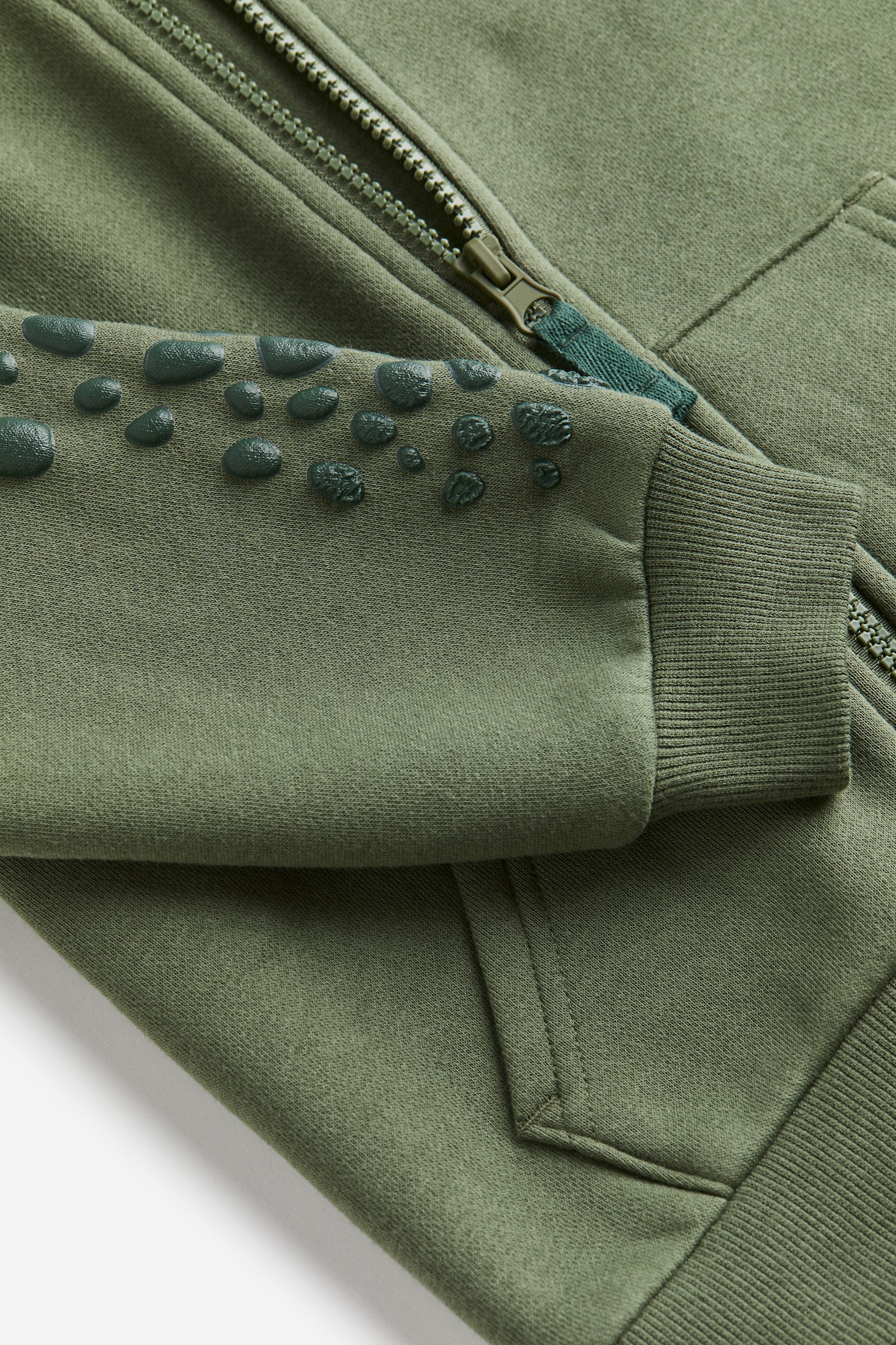 Appliqué Zip Up Hoodie - Dark khaki green/Dinosaur - 3