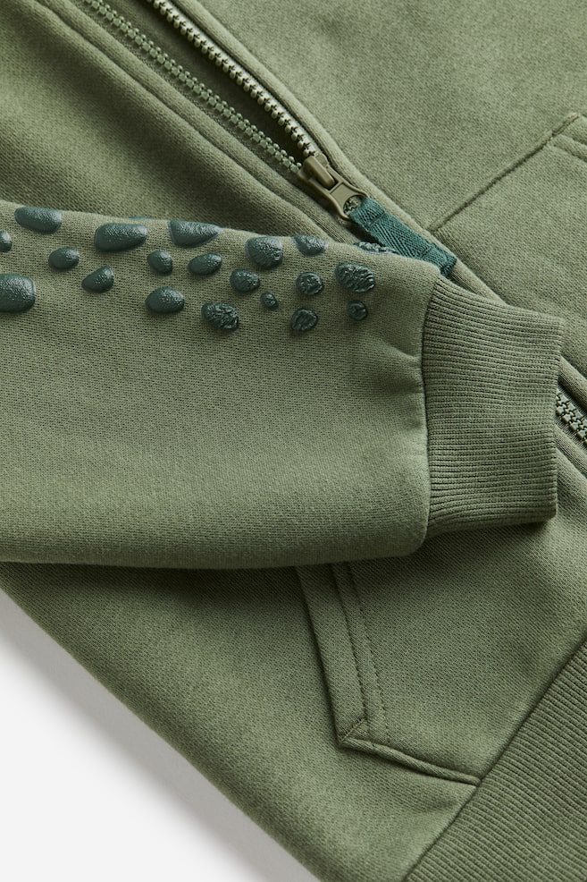 Appliquéd zip-through hoodie - Dark khaki green/Dinosaur - 6