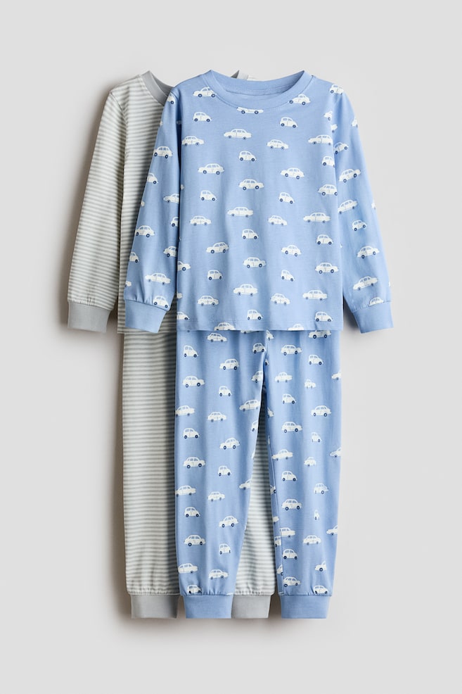 2-pack printed cotton pyjamas - Dusty blue/Cars/Light dusty turquoise/Space/Dusty blue/Patterned/Navy blue/New York/Light blue/Tigers/Light yellow/Vehicles/Navy blue/Teddy bears/Navy blue/Space - 1