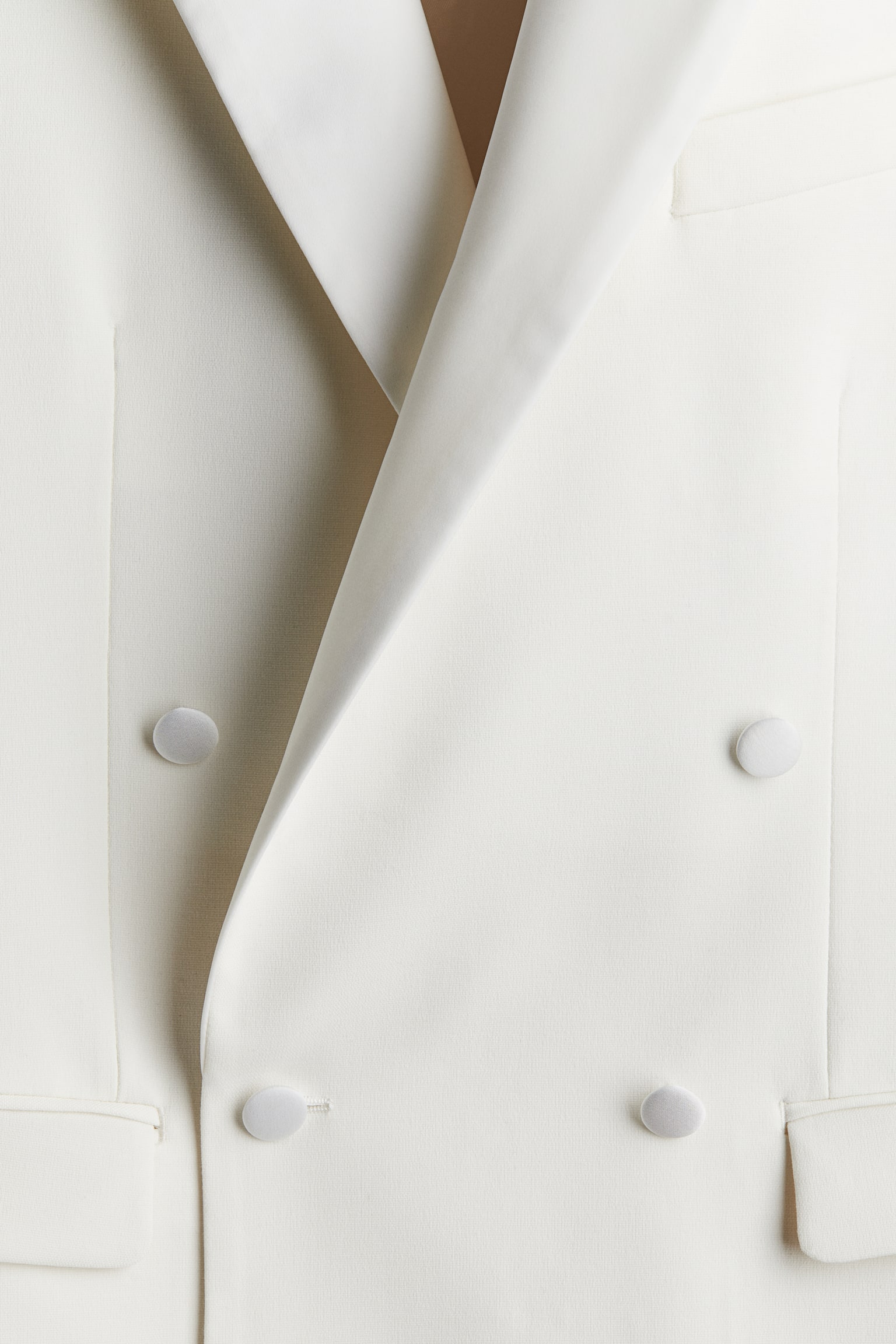 Regular Fit Double Breasted Tuxedo Jacket - White - 7