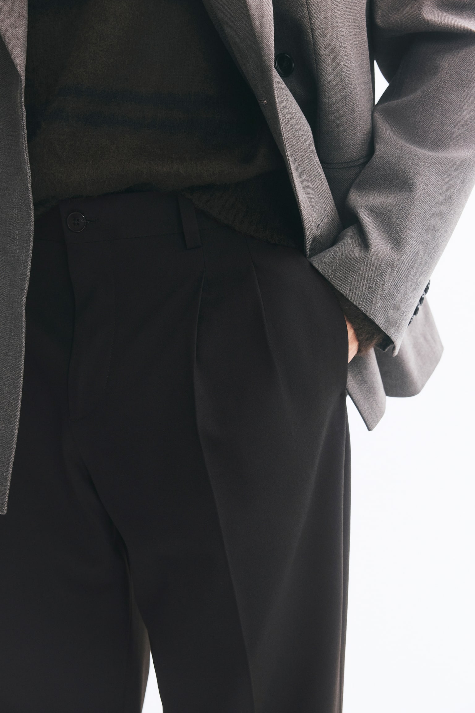 Мужские брюки H&M Relaxed-Fit Tailored, цвет: Чёрный — фото 4