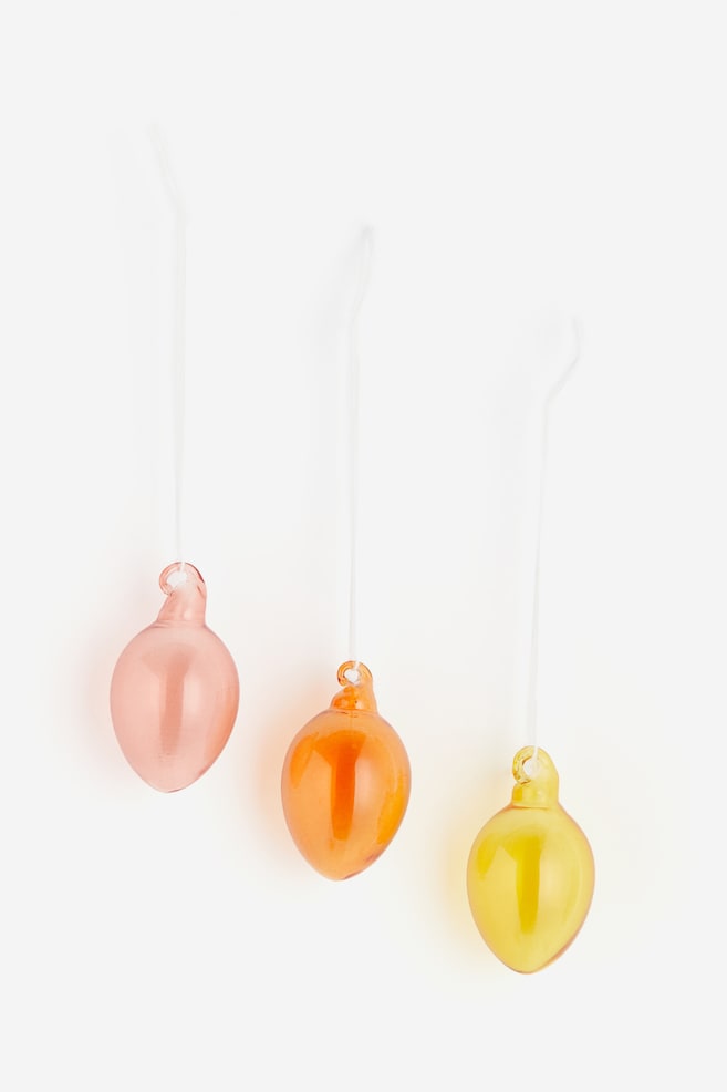 3-pack glass decorations - Orange/Pink/Yellow/Green - 1