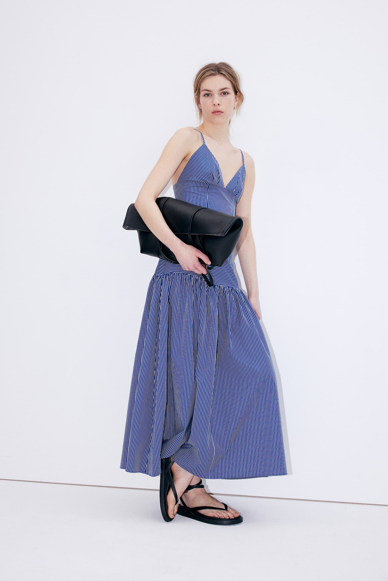 A-line Poplin Skirt - Blue/Stripe - 1