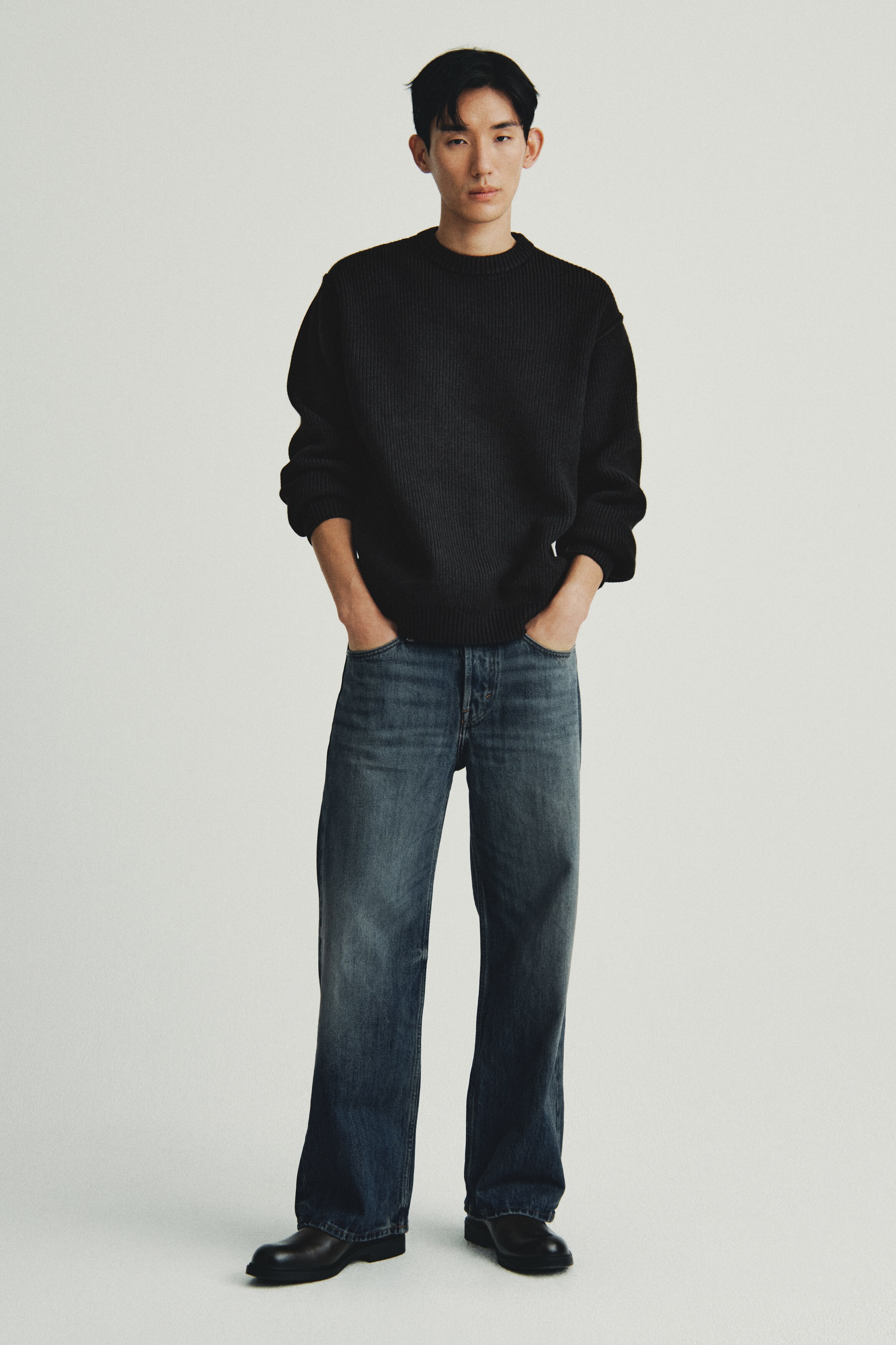 ルーズフィット リブニットセーター - ブラック - Men | H&M JP