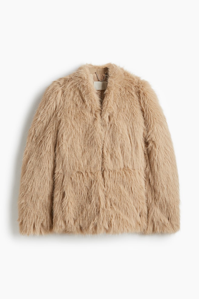 Jacke mit Puffärmeln - Beige/Dunkelbraun - 1