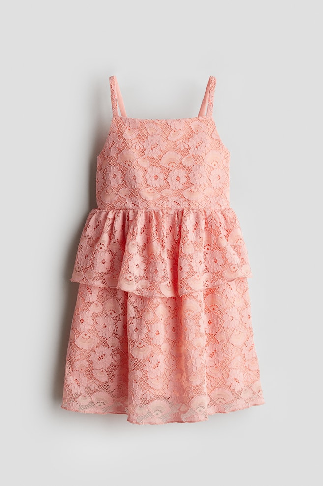 Spitzenkleid mit Volantbesatz - Rosa - 1