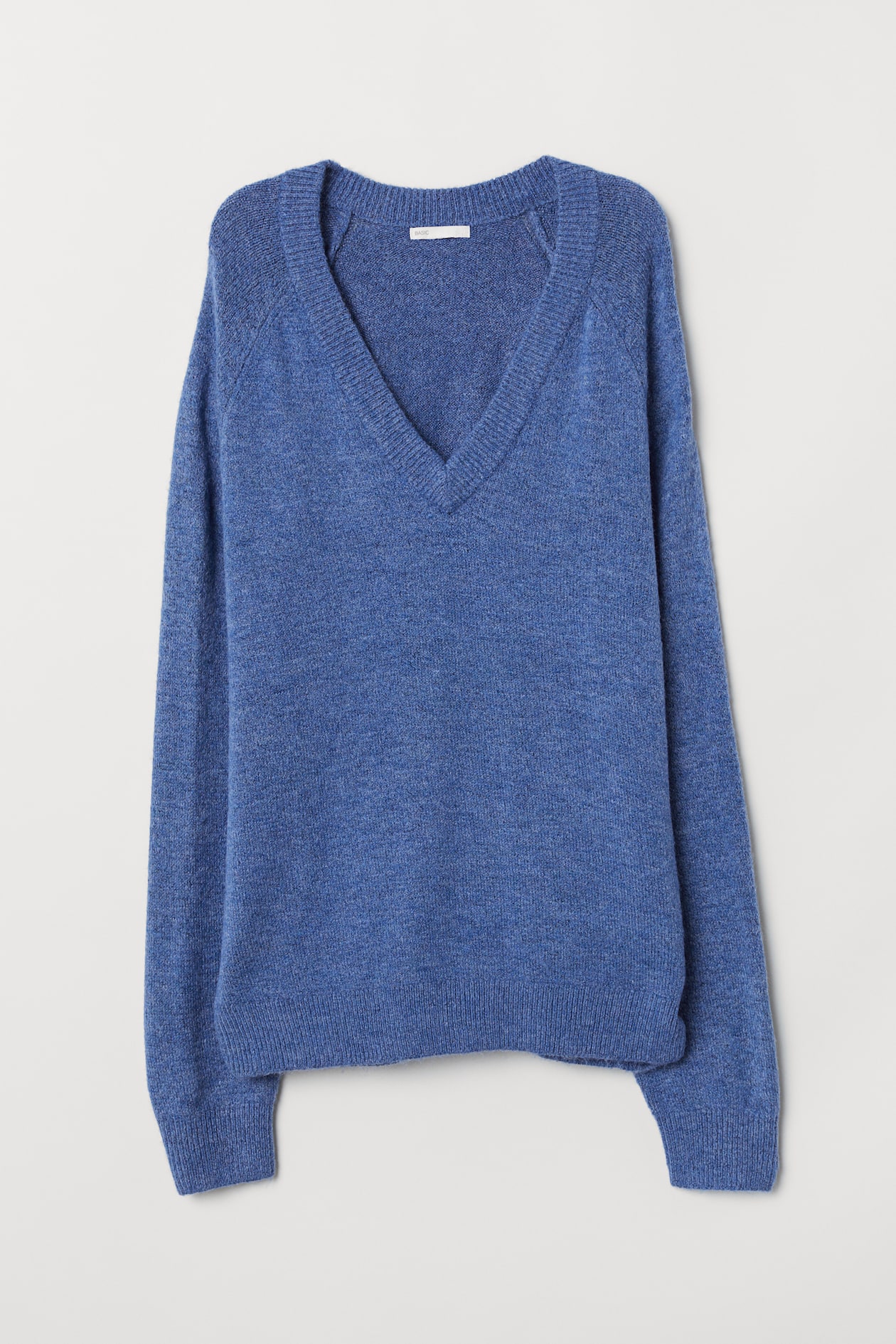 V-neck jumper - V-neck - Long sleeve - Blue marl - Ladies | H&M GB