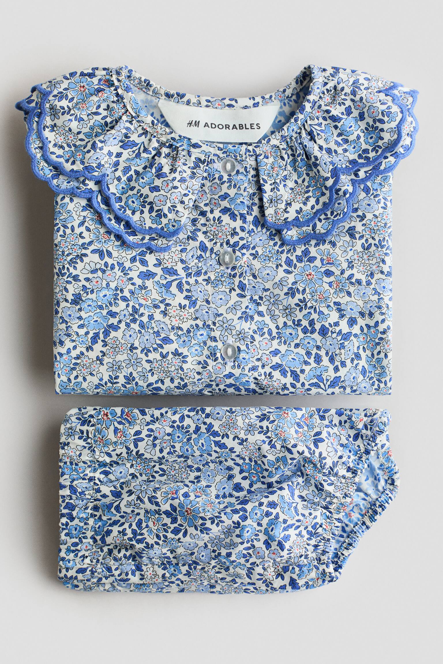 2-piece cotton muslin set - Blue/Floral/Cream/Floral - 3