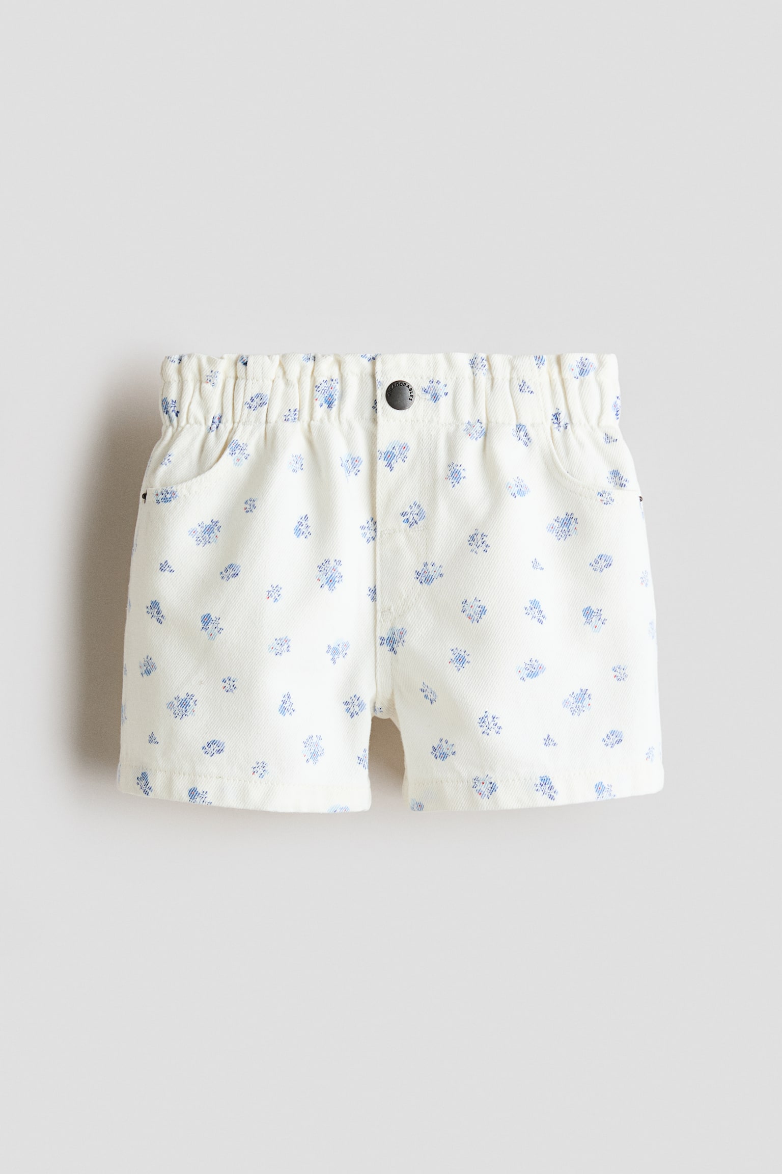 Shorts i twill med trykt mønster - Hvid/Blomstret/Creme/Citroner - 1