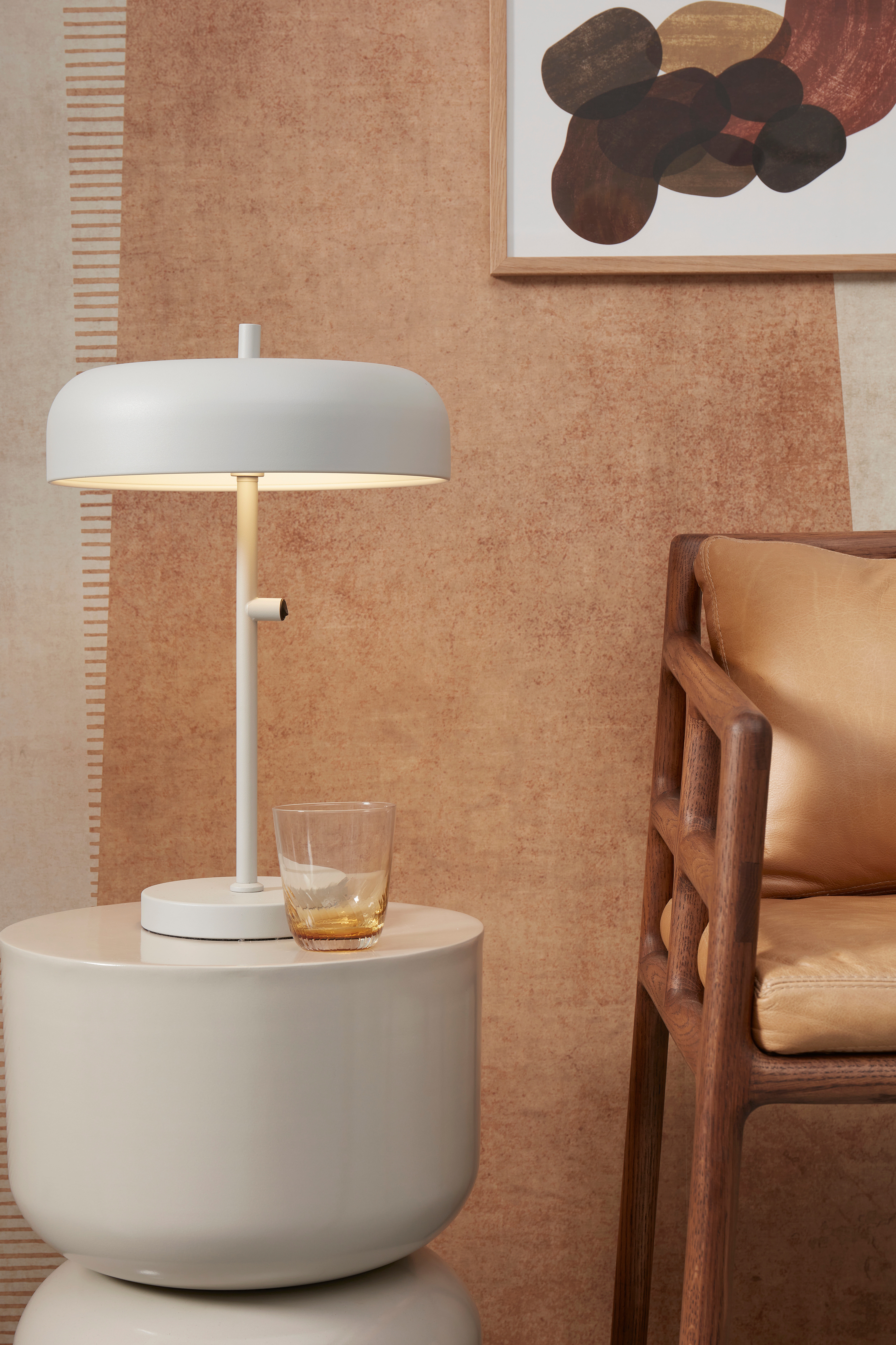 Porto Tischlampe - Hellgrau/Senf/Weiß