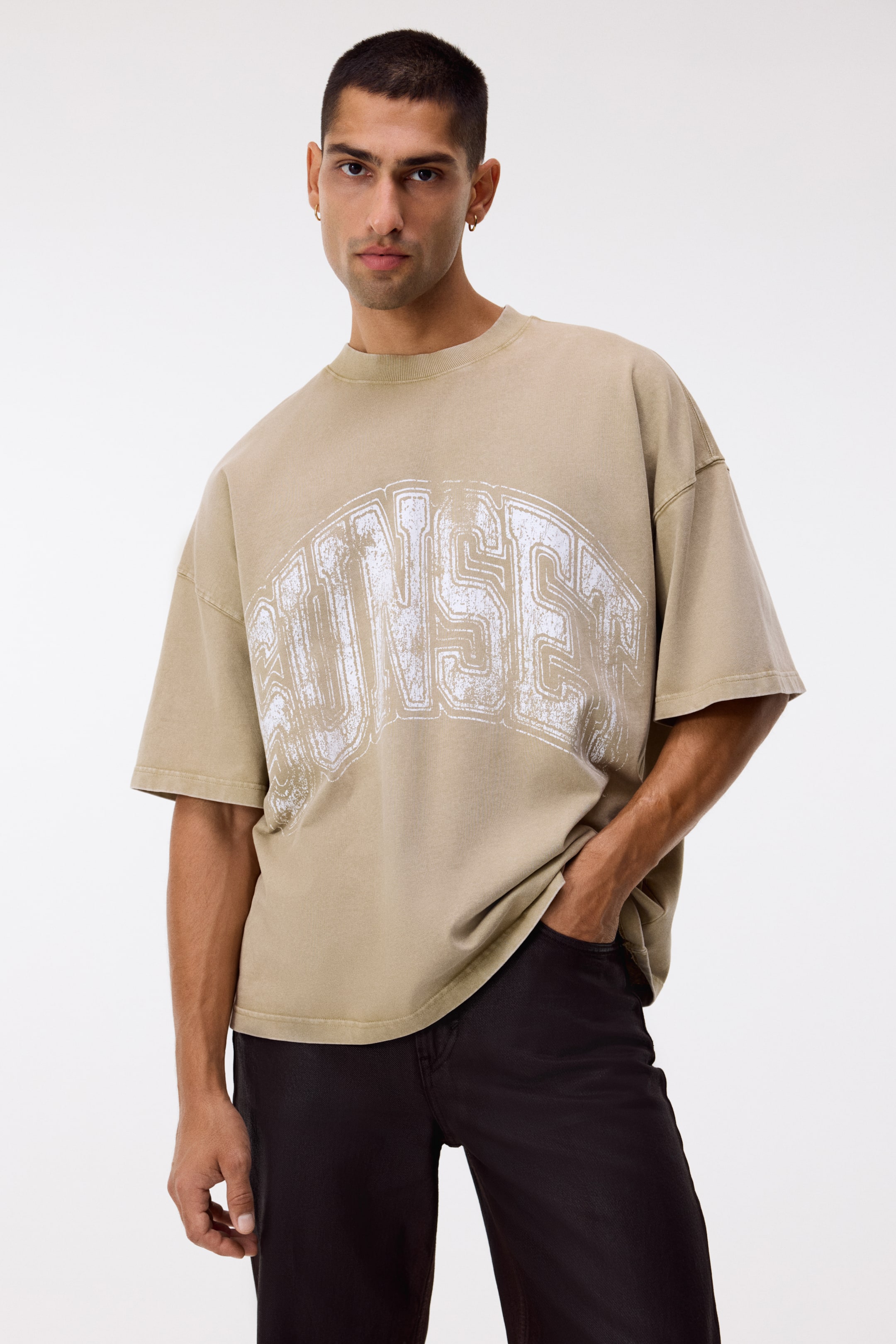 View larger image: Oversized-Fit T-Shirt - Dark beige/Sunset | H&M US 1